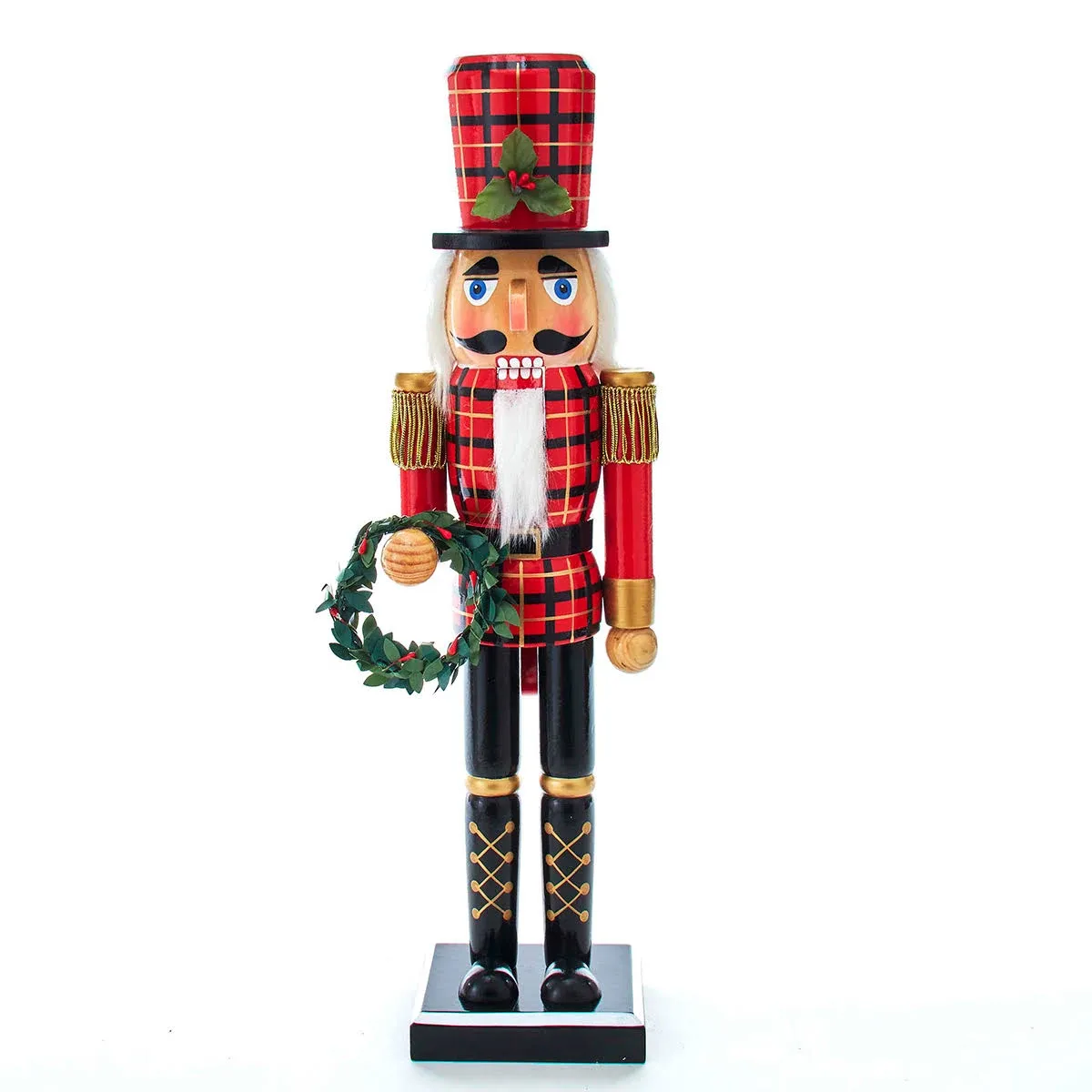 Black, Gold & Red Plaid Nutcracker 15"