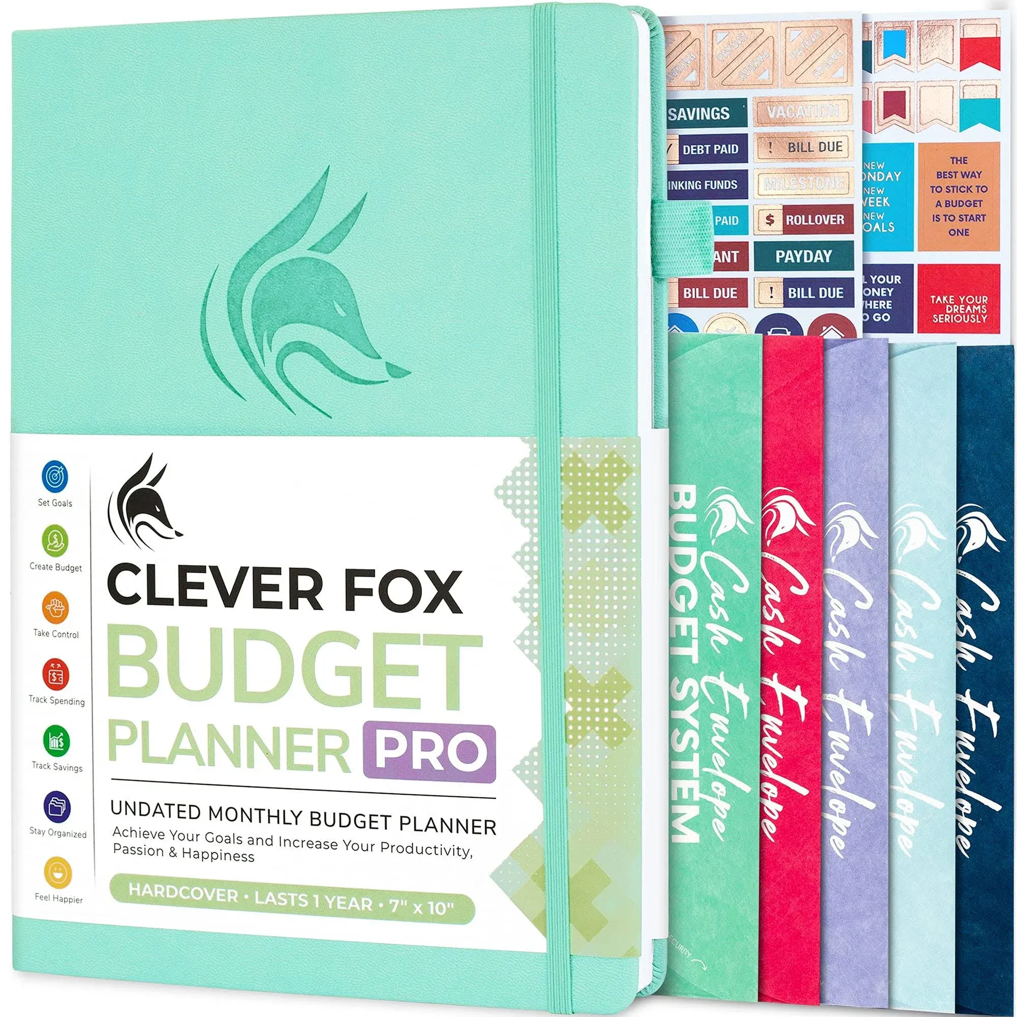 Clever Fox Budget Planner Pro - Financial Organizer + Cash Envelope Budget System. Monthly Finance Journal, Expense Tracker & Personal Account Book. Undated - Start Anytime. (7''x10'') – Rose Gold