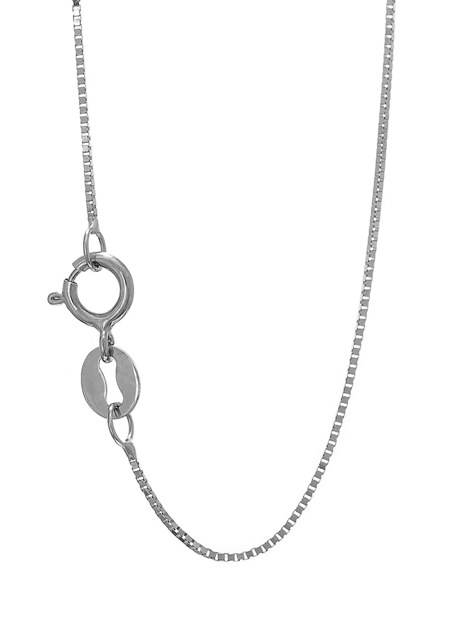 10K Solid White Gold Box Chain Necklace 0.45mm thick 16 Inches