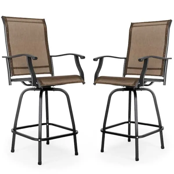 Swivel 2-Piece Steel Outdoor High Bar Stools