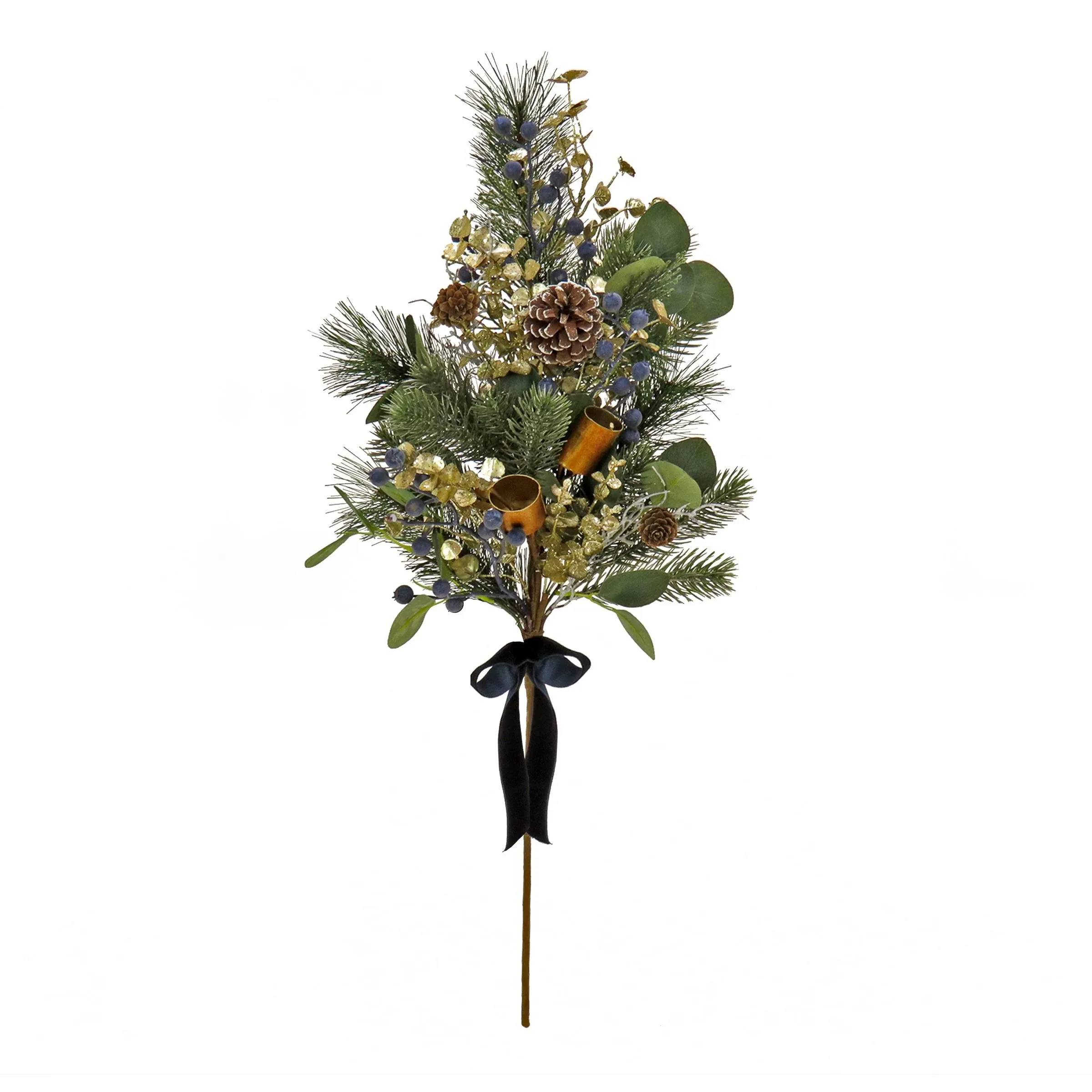 HGTV Home Collection 28" Unlit Swiss Chic Artificial Spray Pair, Set of 2, with Pinecones, Berries, Bells and Mixed Branch Tips