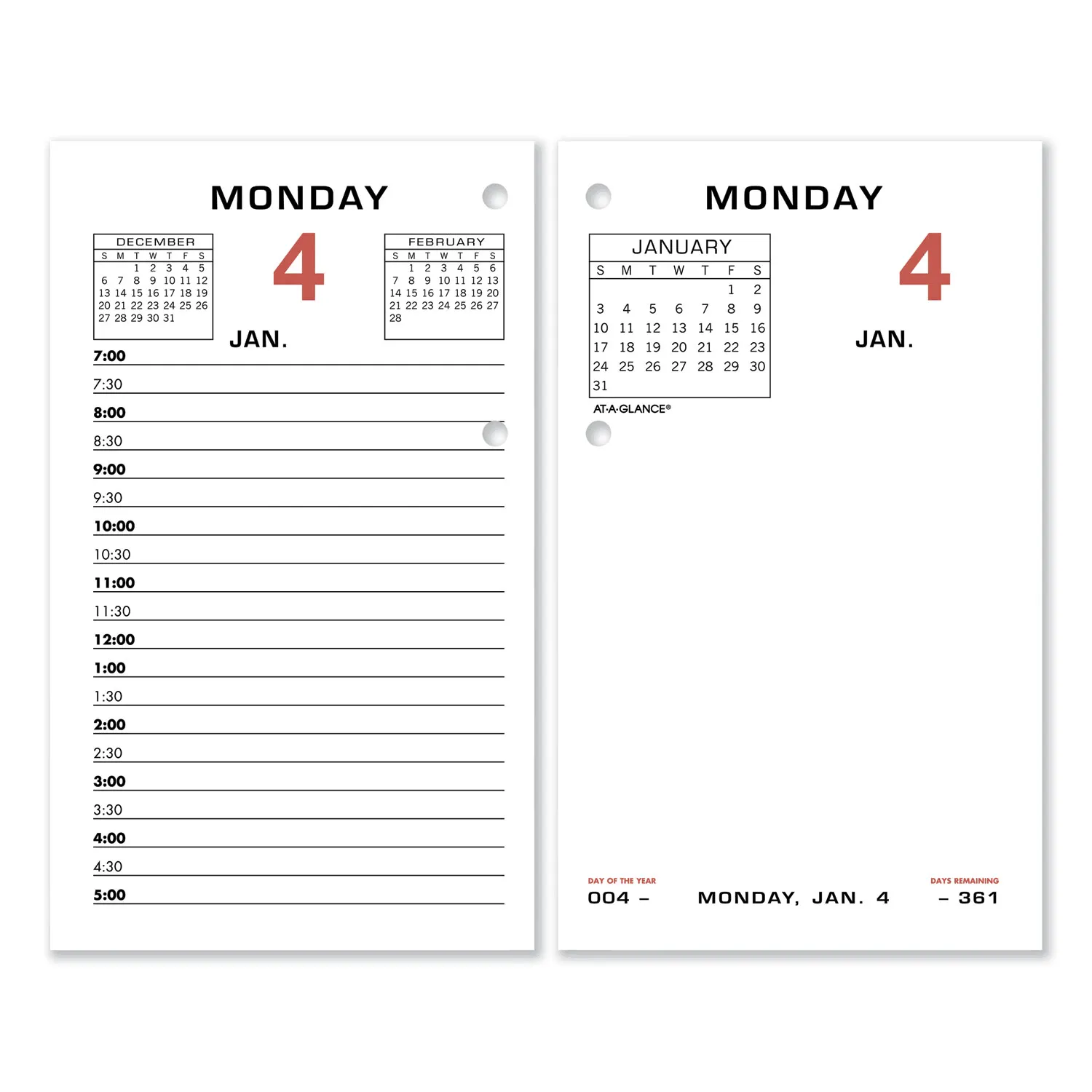 AT-A-GLANCE Daily Loose-Leaf Desk Calendar Refill