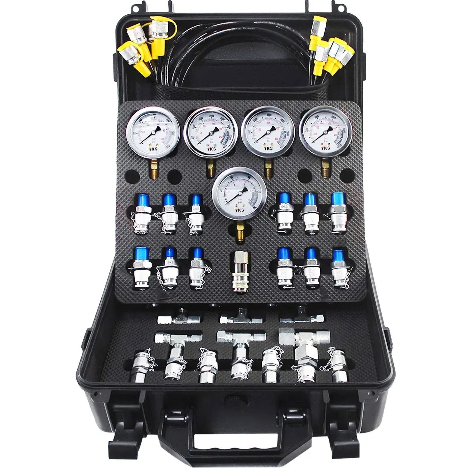 VEVOR Hydraulic Pressure Test Kit 10/100/250/400/600bar 5 Gauges 13 Test ...