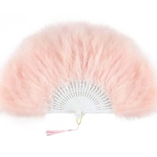 Marabou Feather Fan Soft Pink Burlesque