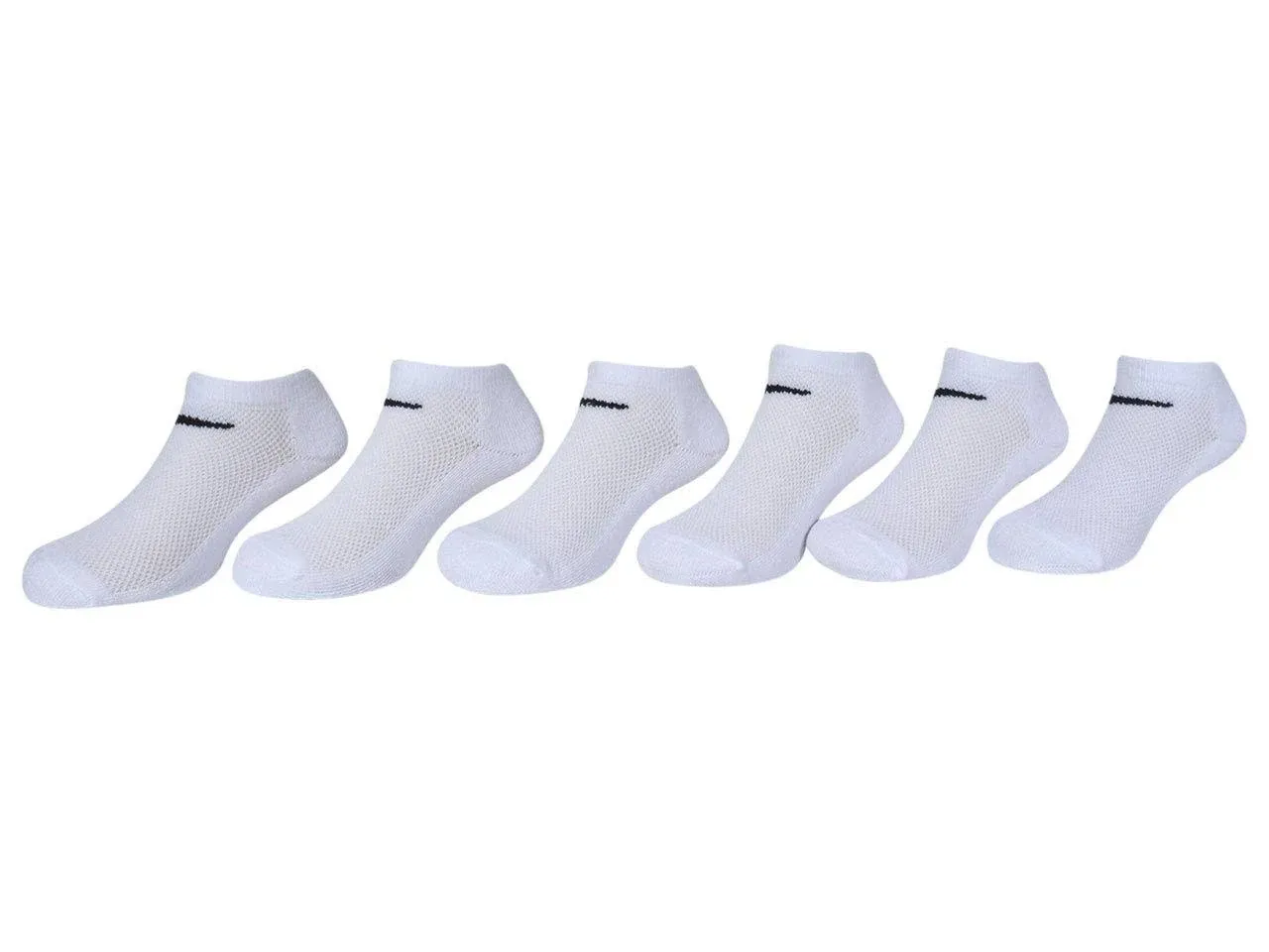 Nike Boys 6-Pack Mesh Cushion No-Show Socks, White, 5-7