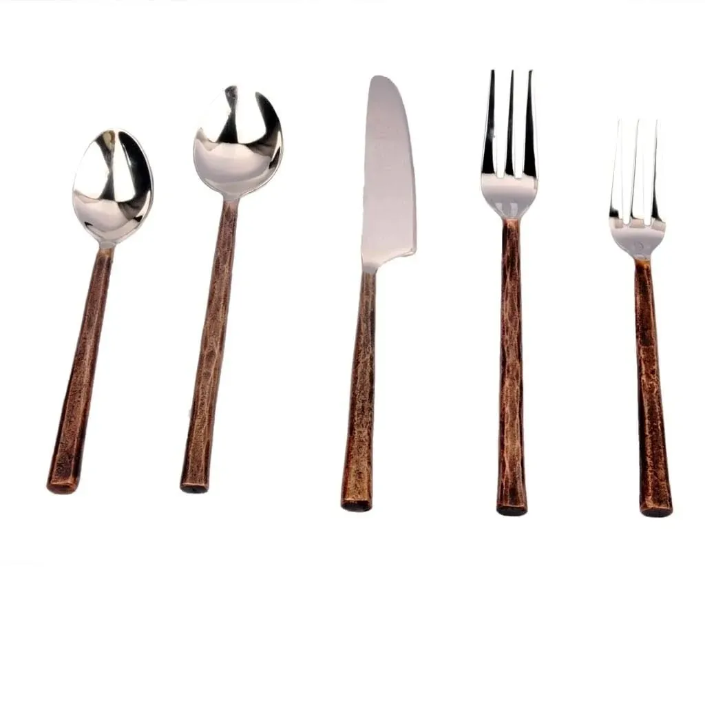 INOX Copper Antique Sundundance Design 20-Piece Flatware Set