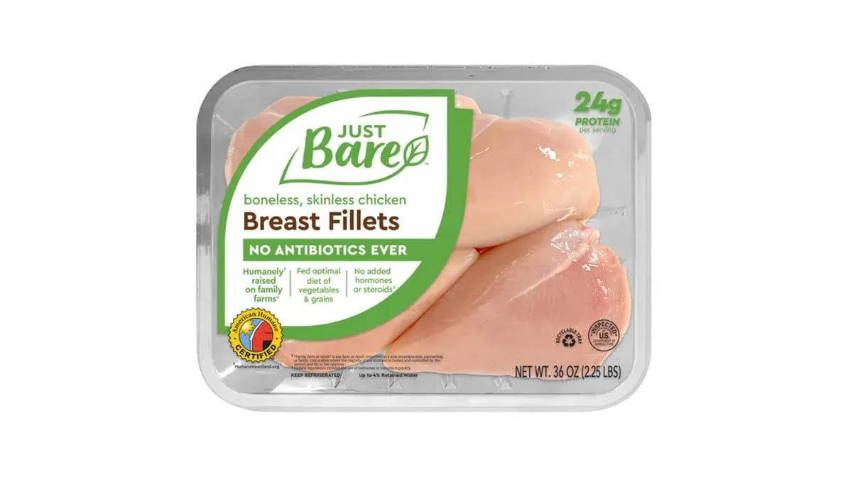 Just Bare Breast Fillets, Boneless, Skinless Chicken - 36 oz