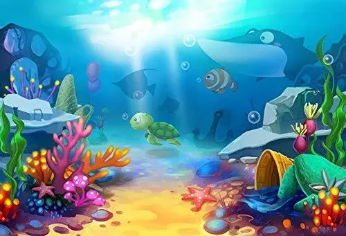 10x8ft Under The Sea Backdrop for Photoshoot Underwater World Theme Party Und...