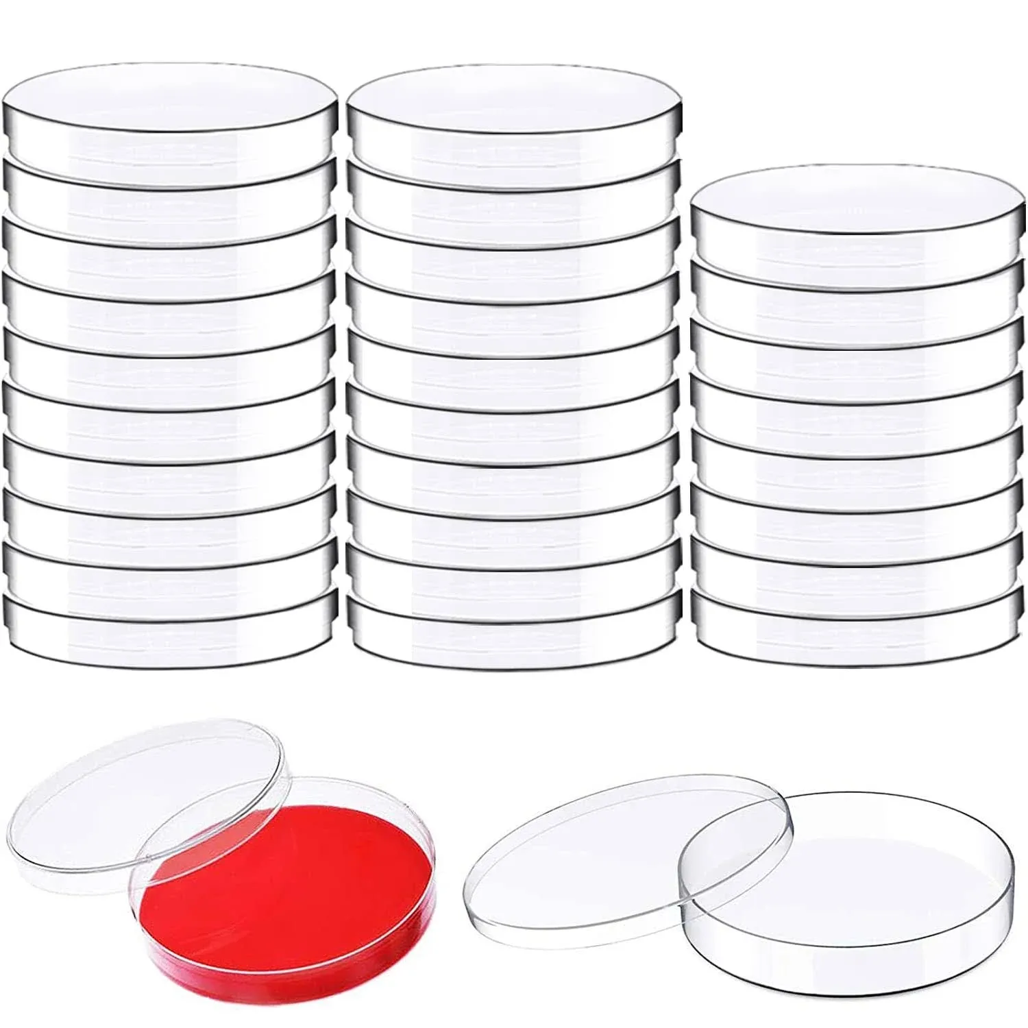 30Pack 90 X 15Mm Plastic Petri Dishes,Culture Dishes with Lids for School