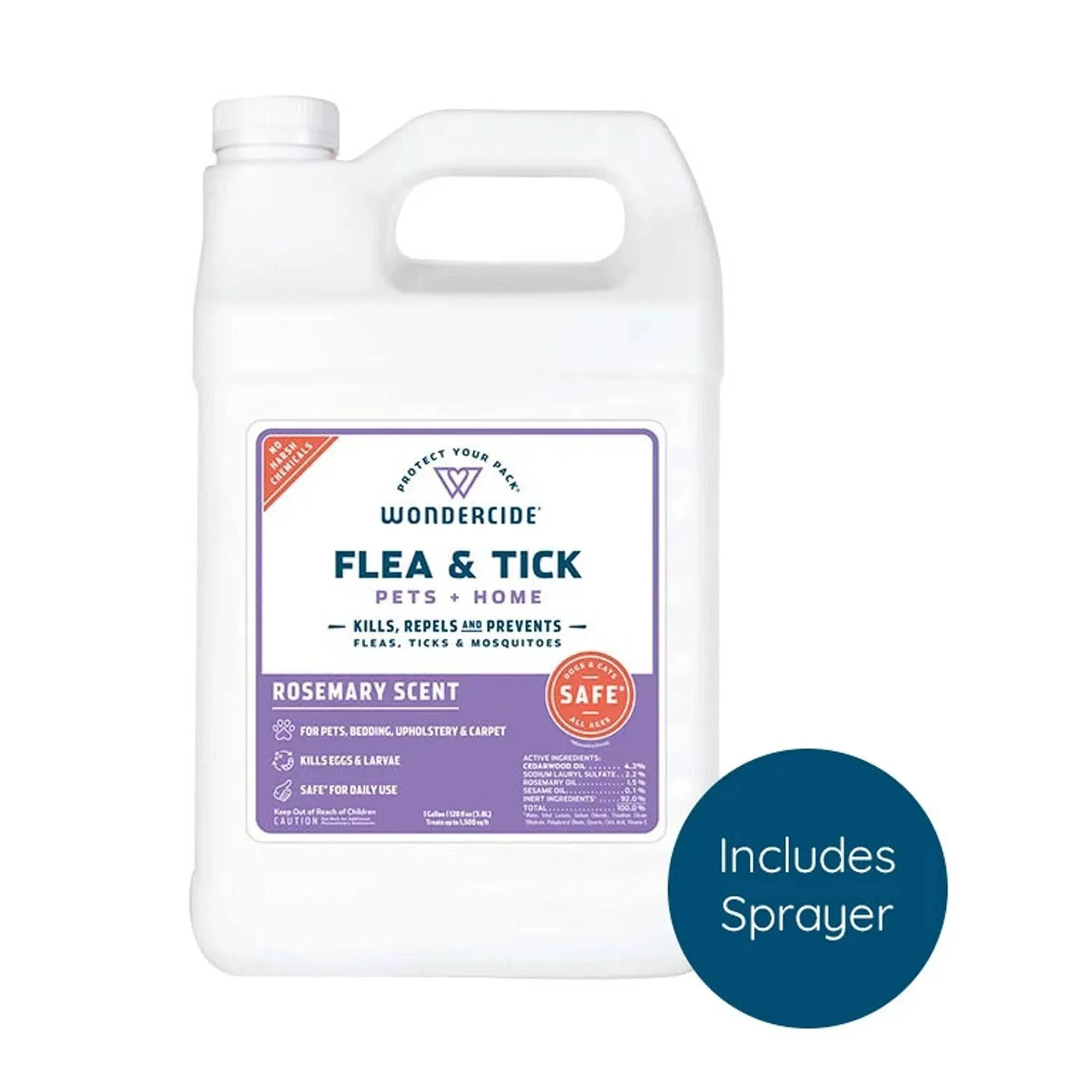 Wondercide Flea, Tick & Mosquito Control Spray for Pets + Home, 128 oz, Rosemary