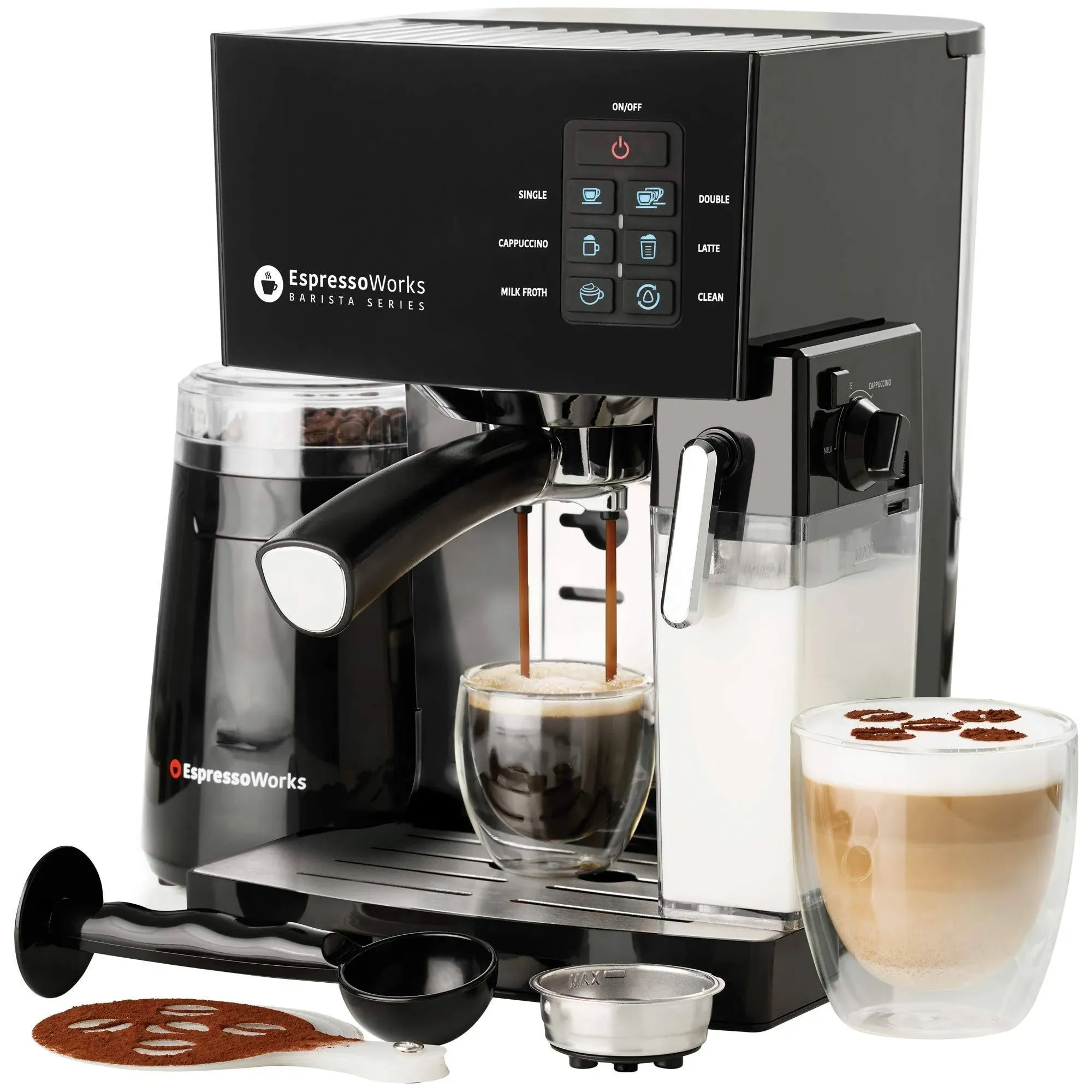 EspressoWorks 10 PC All-in-One Barista Bundle Espresso Machine & Cappuccino Make