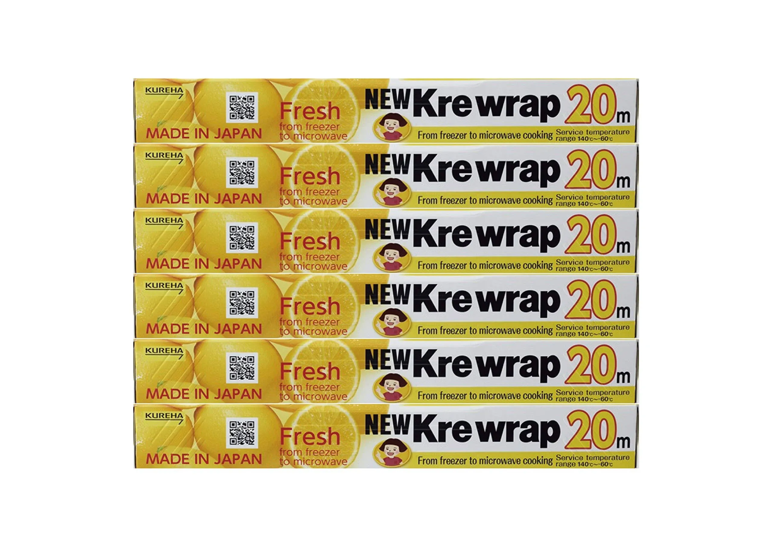 KUREHA New Krewrap Plastic Food Wrap, 6-Pack, Clear