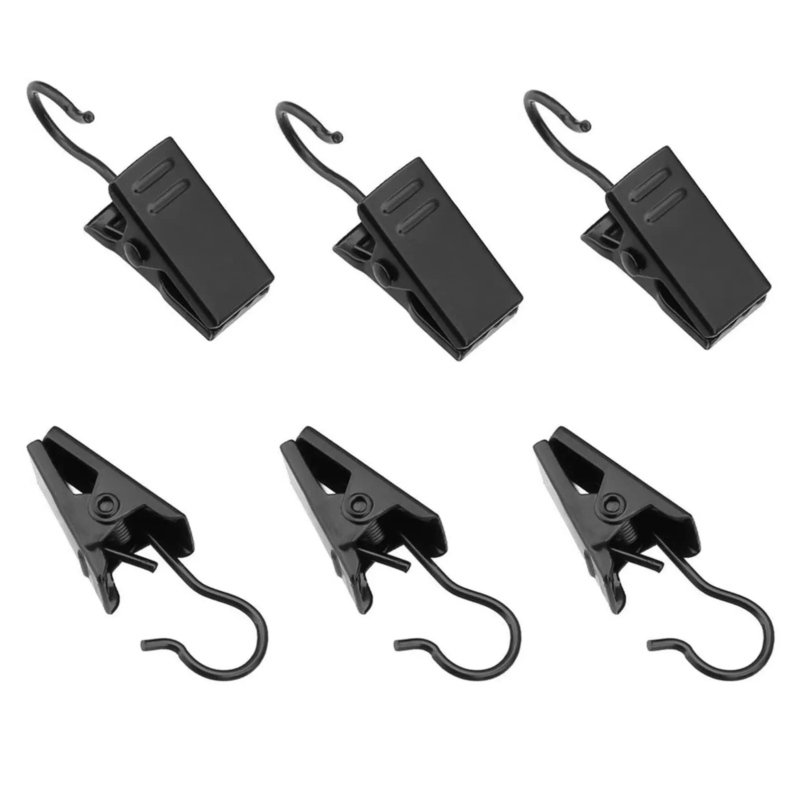 Small Curtain Clips Hooks - 100 Pack Black Stainless Steel Metal Patio Awining Lights Hanger Wire Holder for Drape Track  Christmas Decoration  Art Craft Display  Indoor