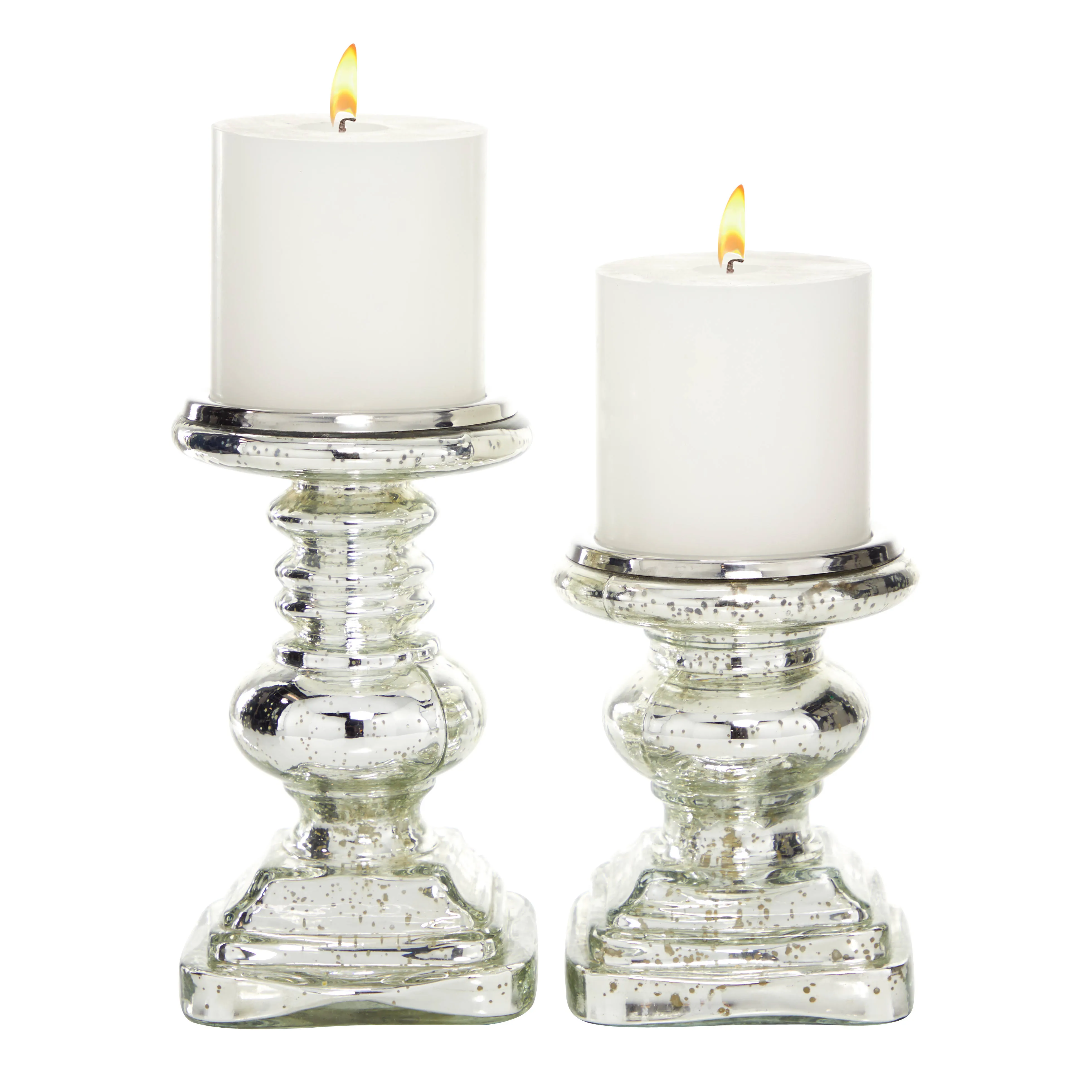 Stella & Eve Traditional Silver Mercury Glass Candle Holders 2-pc. Set