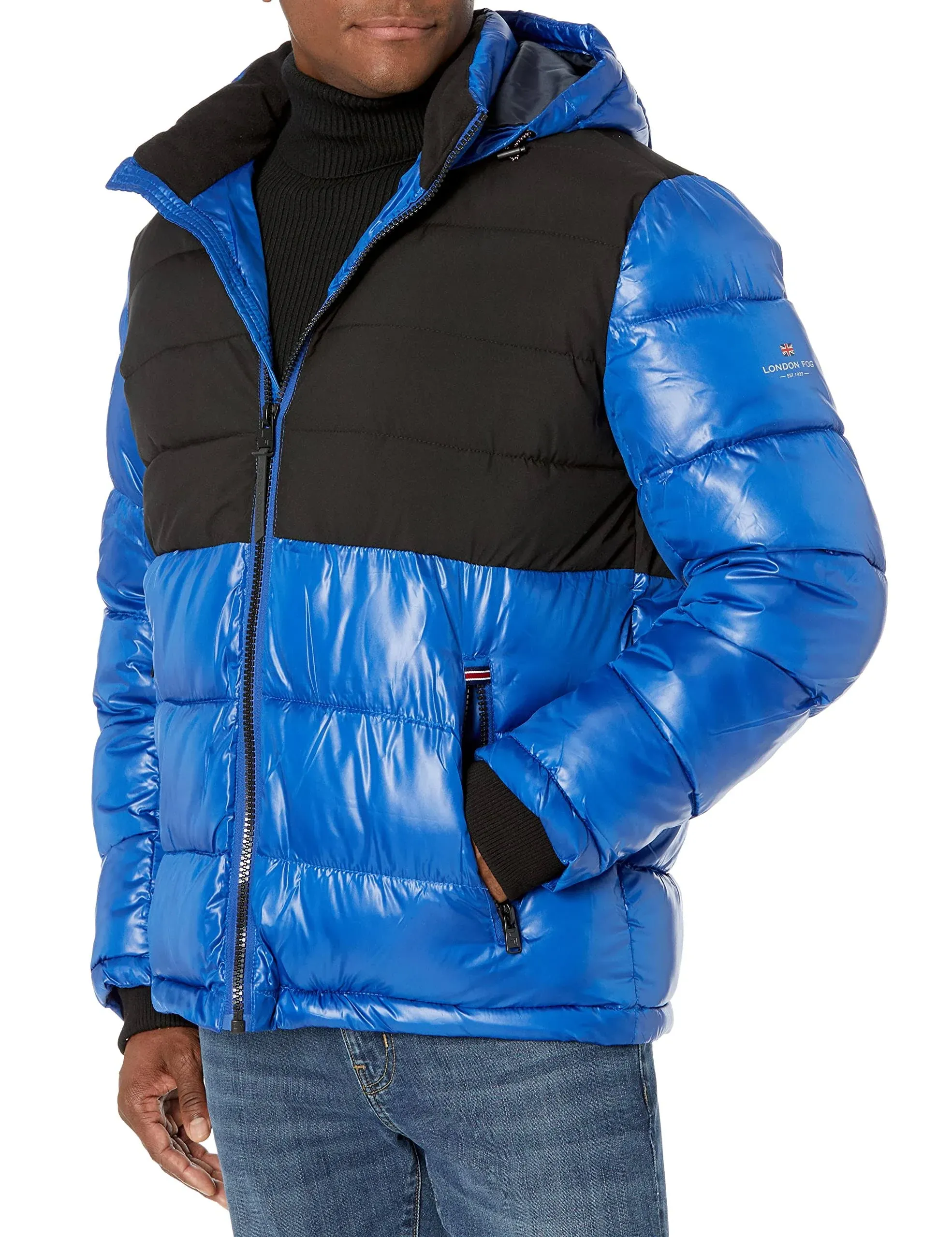 Tower Mens Puffer Colorblock Quilted Coat