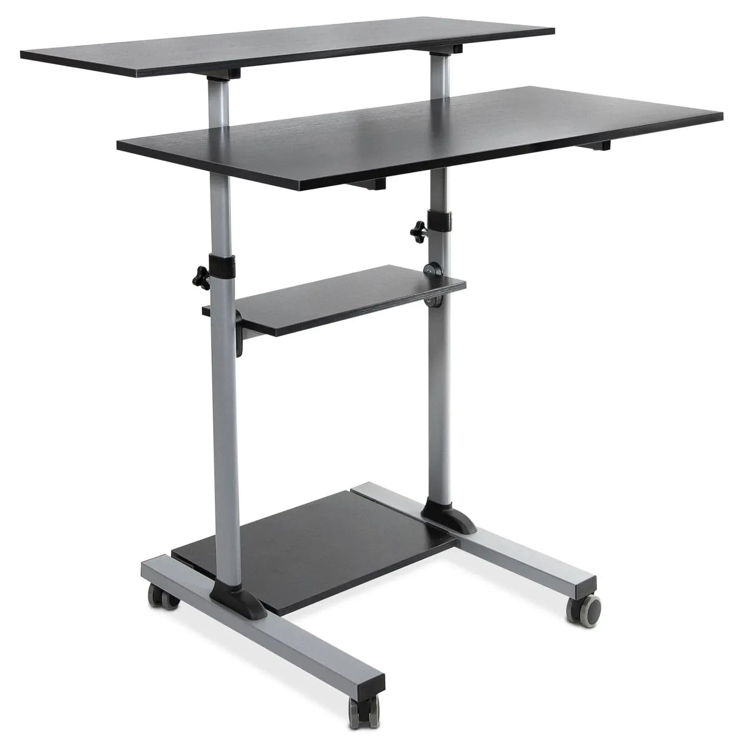 Mount-lt! 37"-55" Adjustable Monitor Rolling Stand up Desk, Black (MI-7970B)