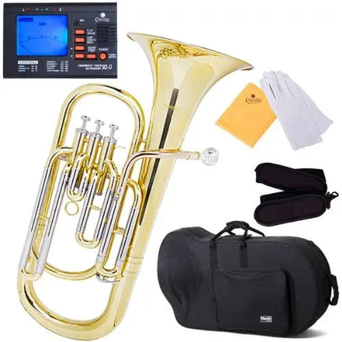 Mendini Mbr-30 Intermediate Brass B Flat Baritone with Pistons Stainless Steel