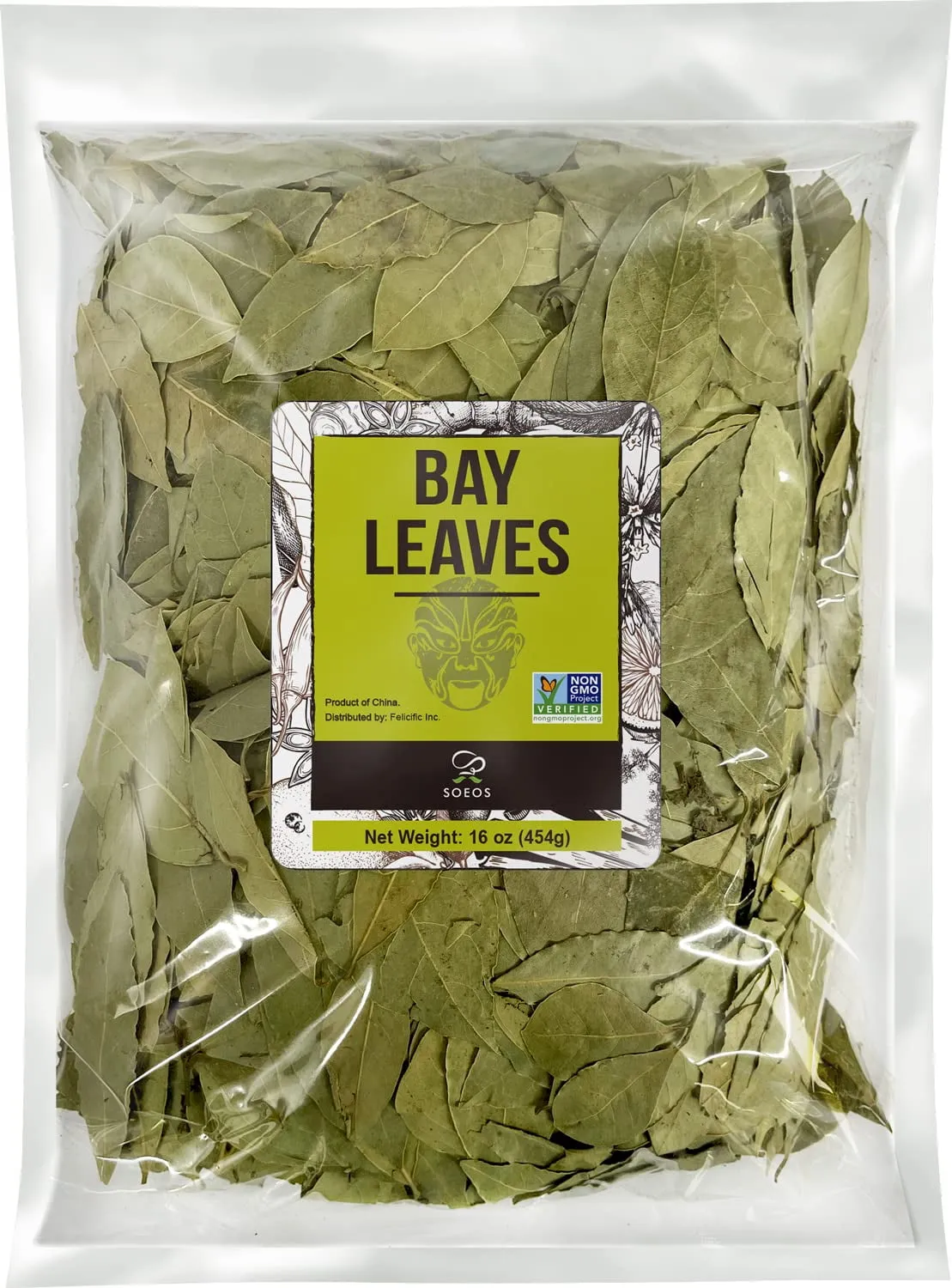 Soeos Bay Leaves, 8 oz (227g), Non-GMO Verified, Dried Bay Leaf, Freshly Packed to Keep Fresh, Bay Laurel Herbs for Cooking,Bay Laurel Leaf, Dried Bay Leaves, Fresh Bay Leaves, Green