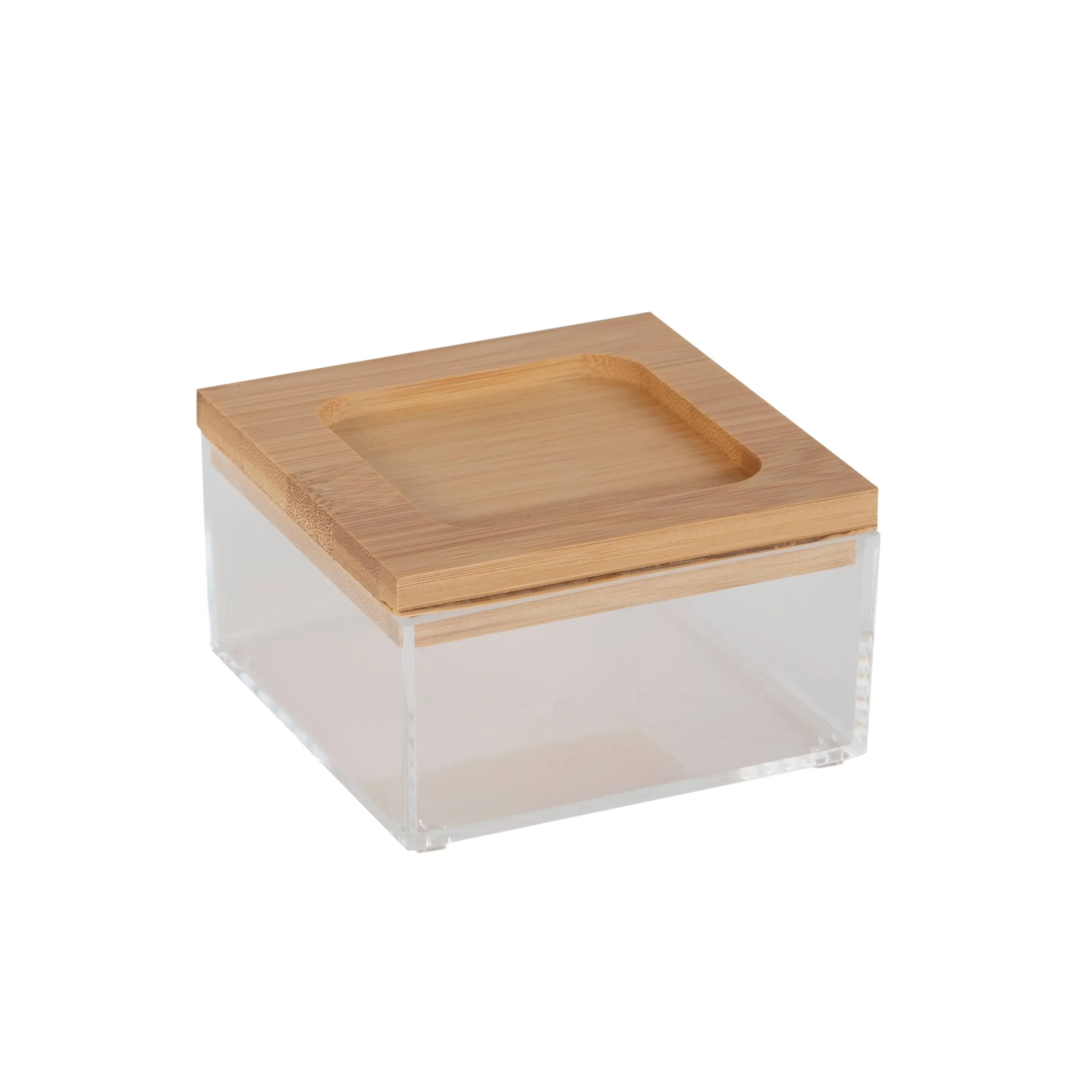 Simplify Square Small Organizer with Bamboo Lid Clear