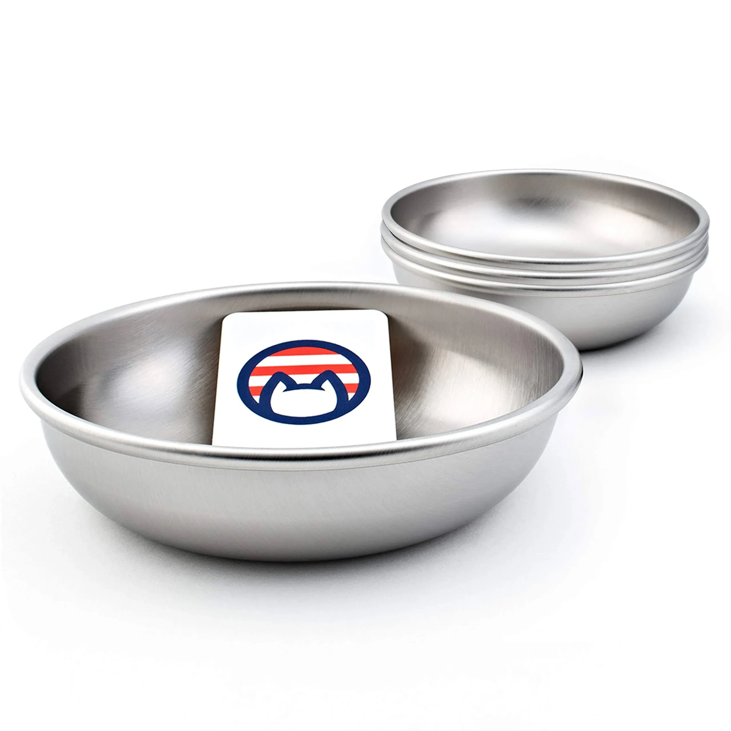 Stainless Steel Cat Bowls for Food &amp; Water by Americat – Made in USA – Dishwashe