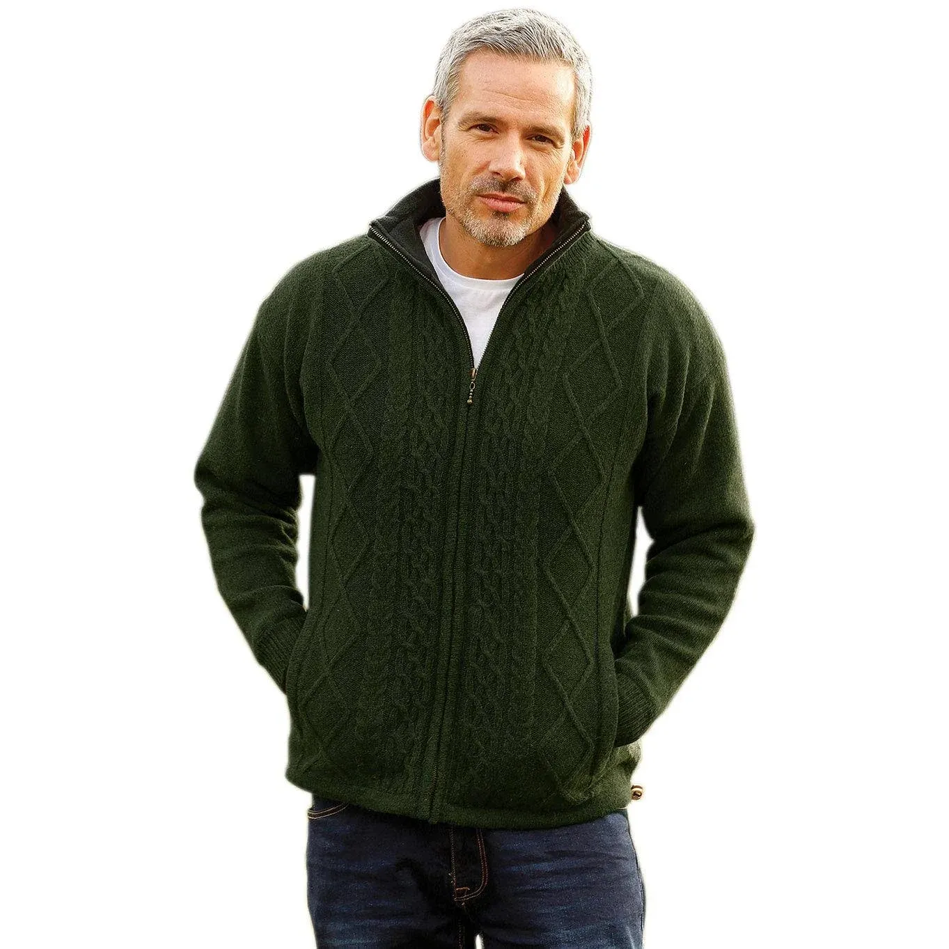 Irish Aran Wool Cardigan for Men