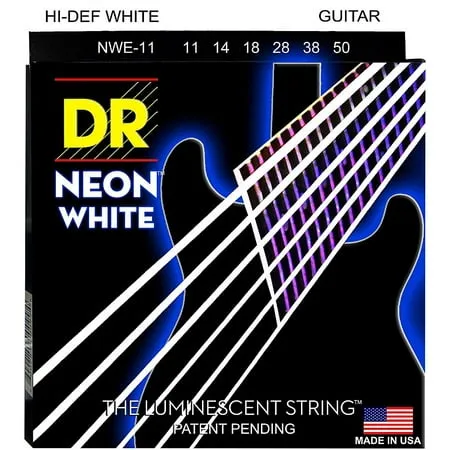 Dr Strings NWE-11 Hi-Def Neon Electric Guitar Strings. White 11-50