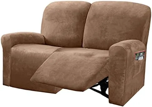 ULTICOR Reclining Love Seat Slipcover, 48&#034; - 65&#034; L, 6-Piece Velvet Stretch