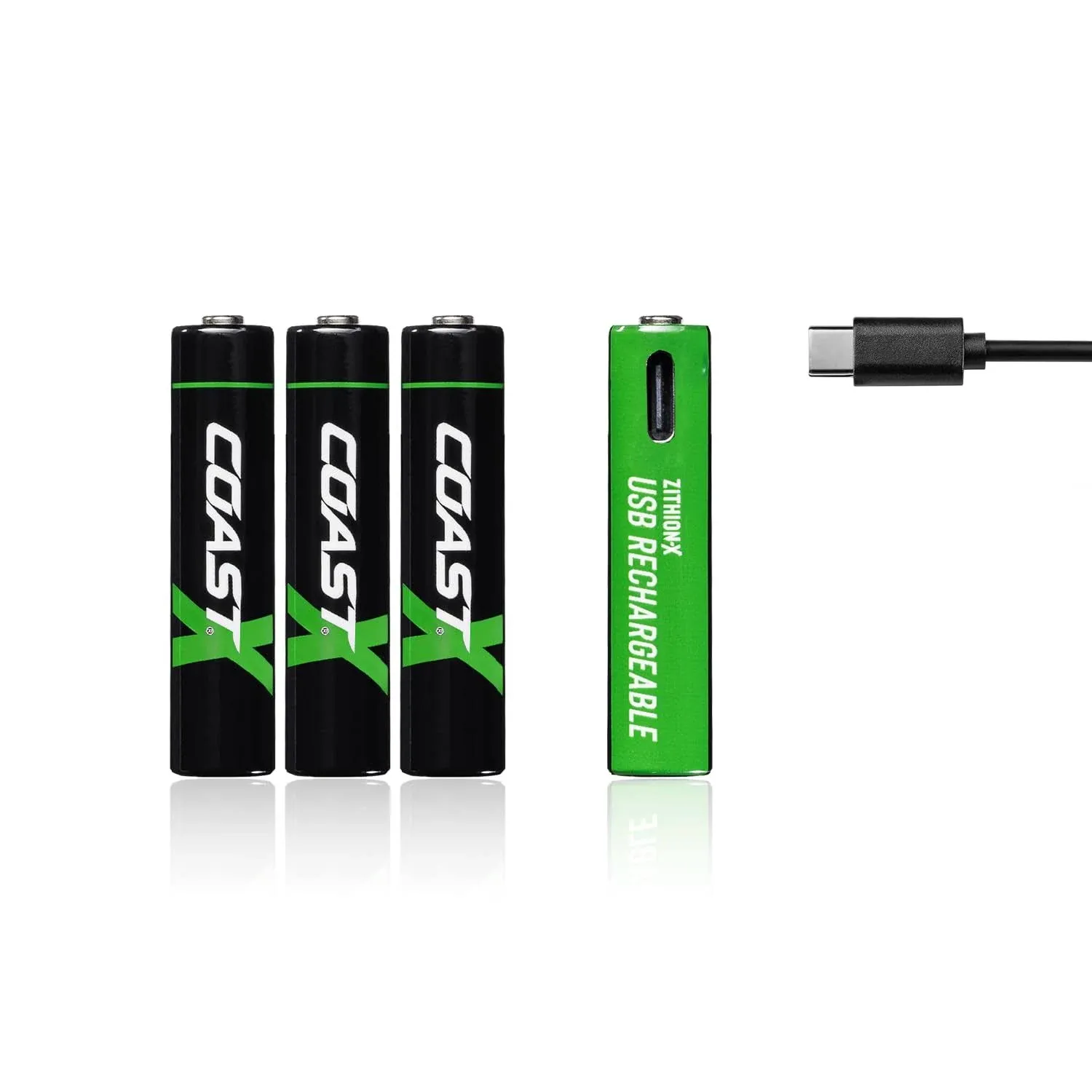 Coast AAA Zithion-X Rechargeable USB-C Ported Batteries (4 Pack)