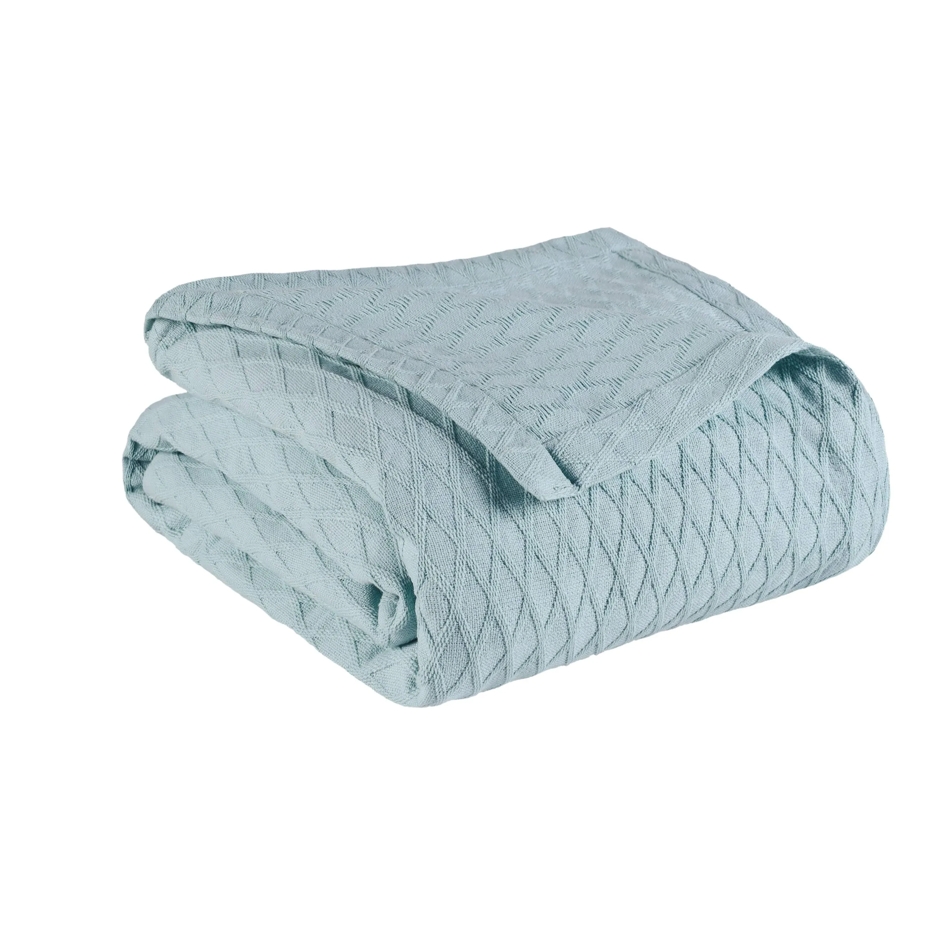 Superior Diamond Weave All-Season Bedding Cotton Blanket - California King - Aqua