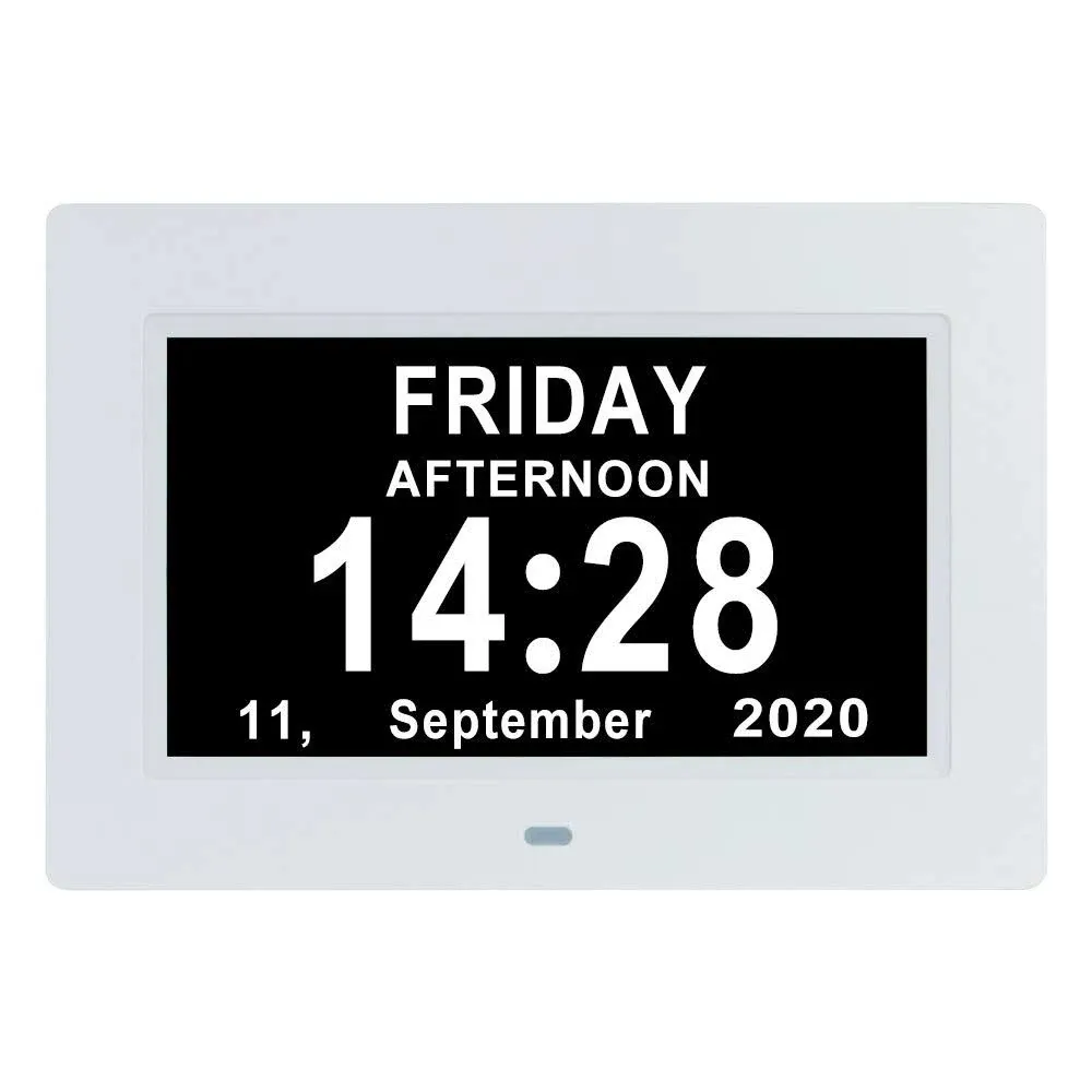 ybest 7 inch Extra Large Day Date Time Digital Day Calendar Clocks with Auto-Dimming 12 Alarm Reminders Dementia Clock for Senior Elderly Impaired