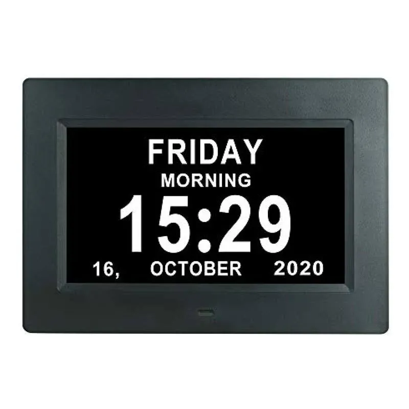 ybest 7 inch Extra Large Day Date Time Digital Day Calendar Clock with Auto-Dimming 12 Alarm Reminders Dementia Clocks for Senior Elderly Impaired