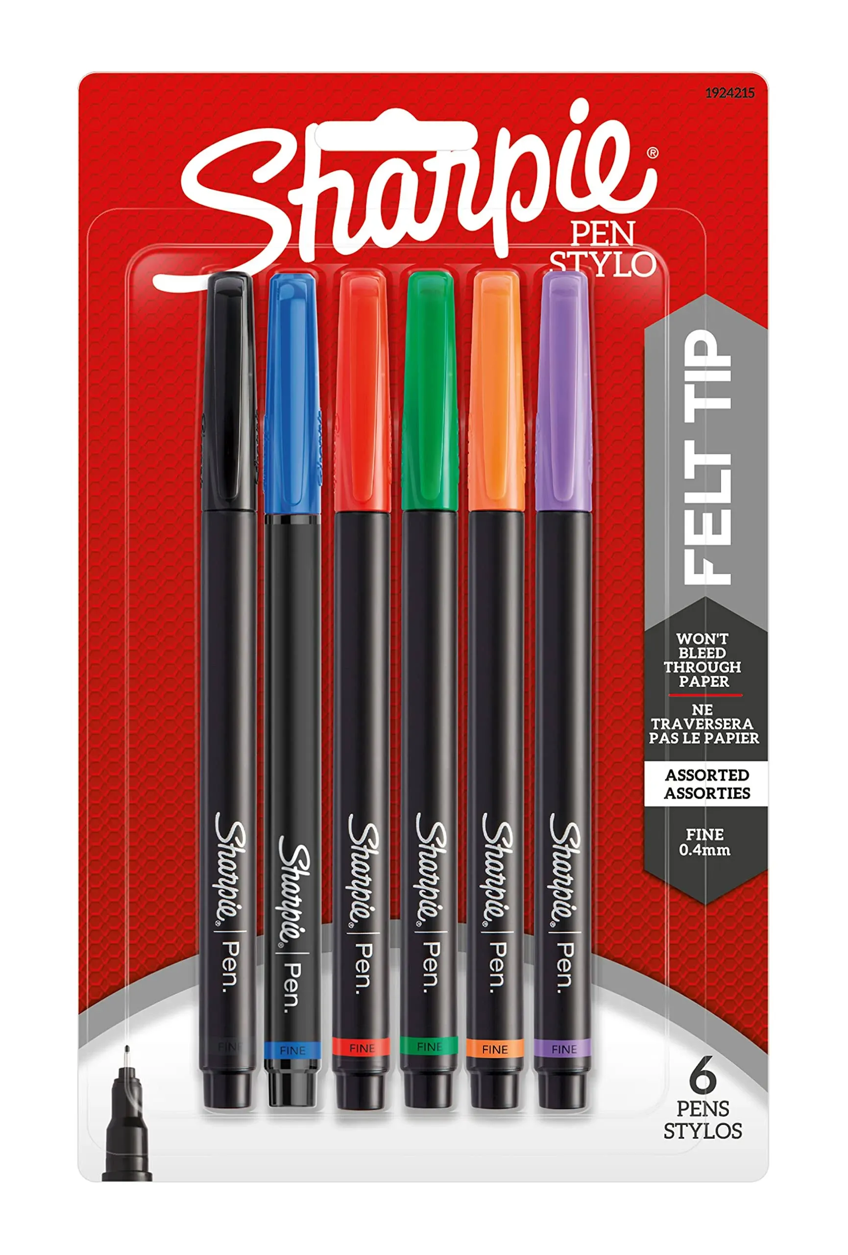 Sharpie Pen, Fine Point, 6-Pack, Assorted Colors (1924215)