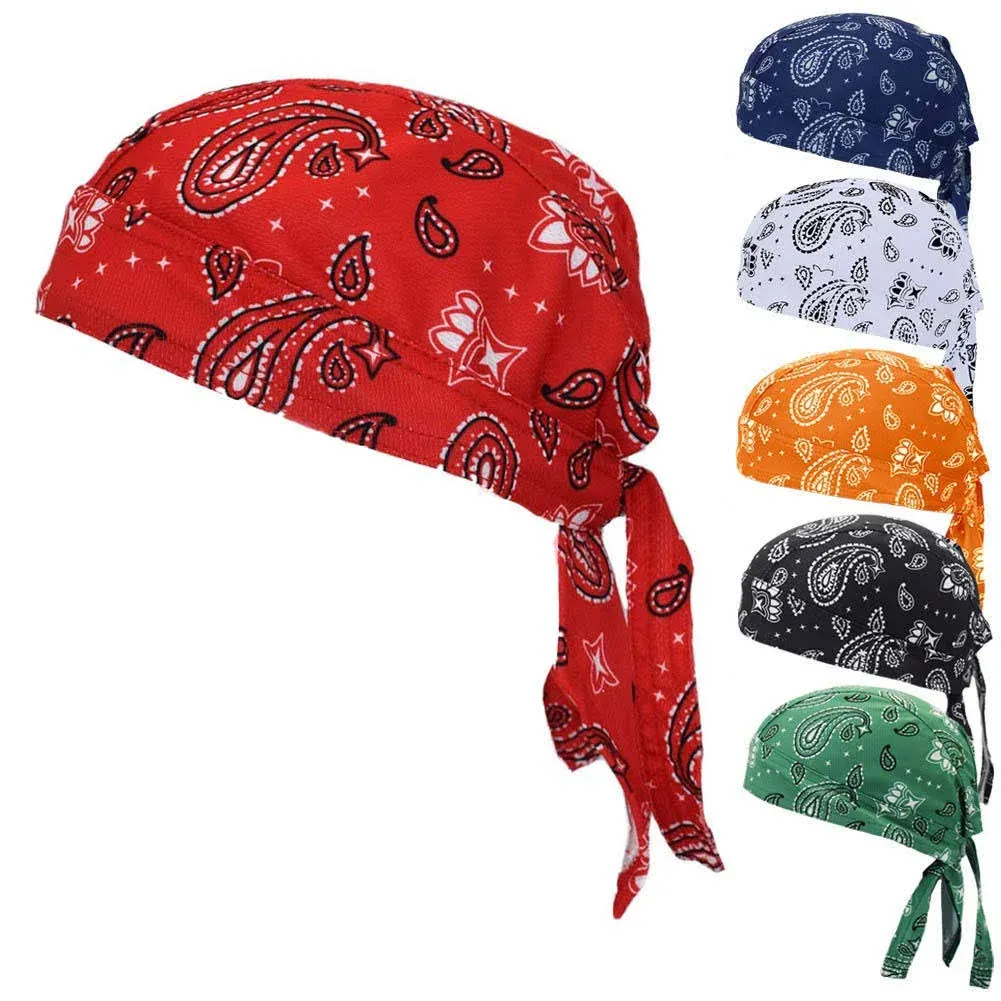 Sweat Wicking Doo Rag Cooling Dew Rag Helmet Liner Large Motorcycle Do Rags Head Wrap Bandana Skull Caps for Men and Women