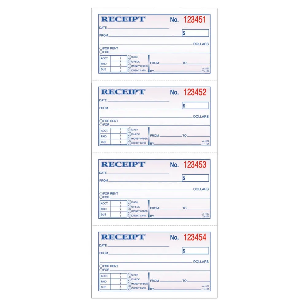 Adams Sales Receipt Book, 2-Part, Carbonless, 2-3/4" x 4-3/4" - 200 sets