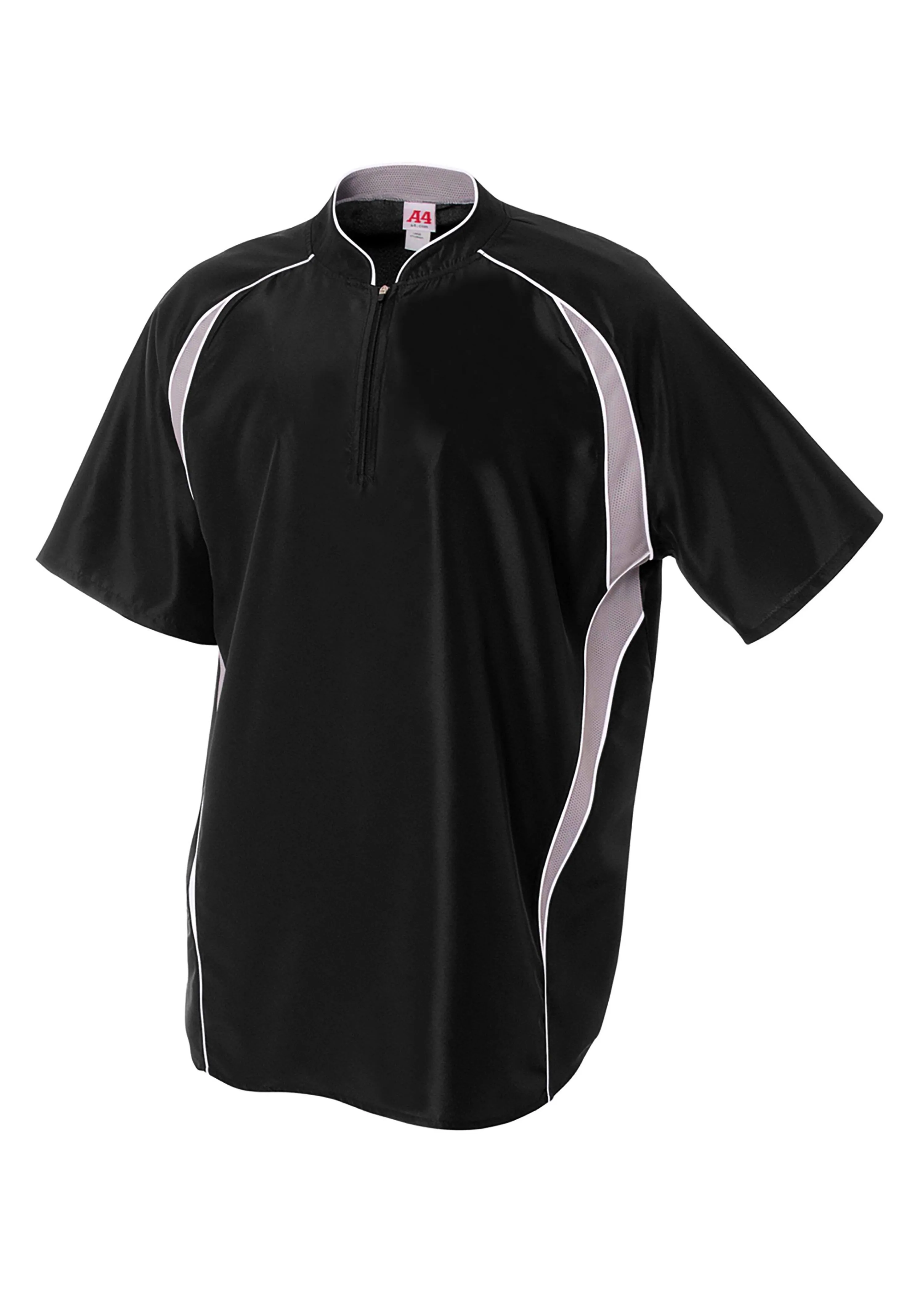 A4 N4241 Men's 1/4 Zip Batting Jacket - Black - XL