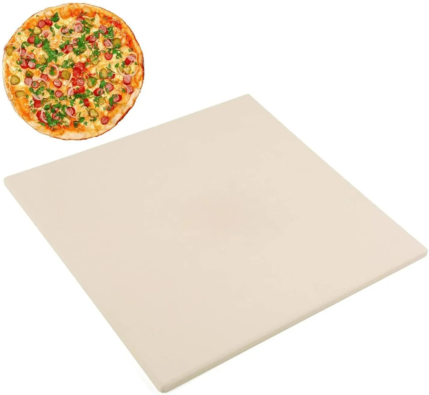 Waykea 12" x 12" Square Cordierite Baking Pizza Stone for Grill, Oven or RV Oven