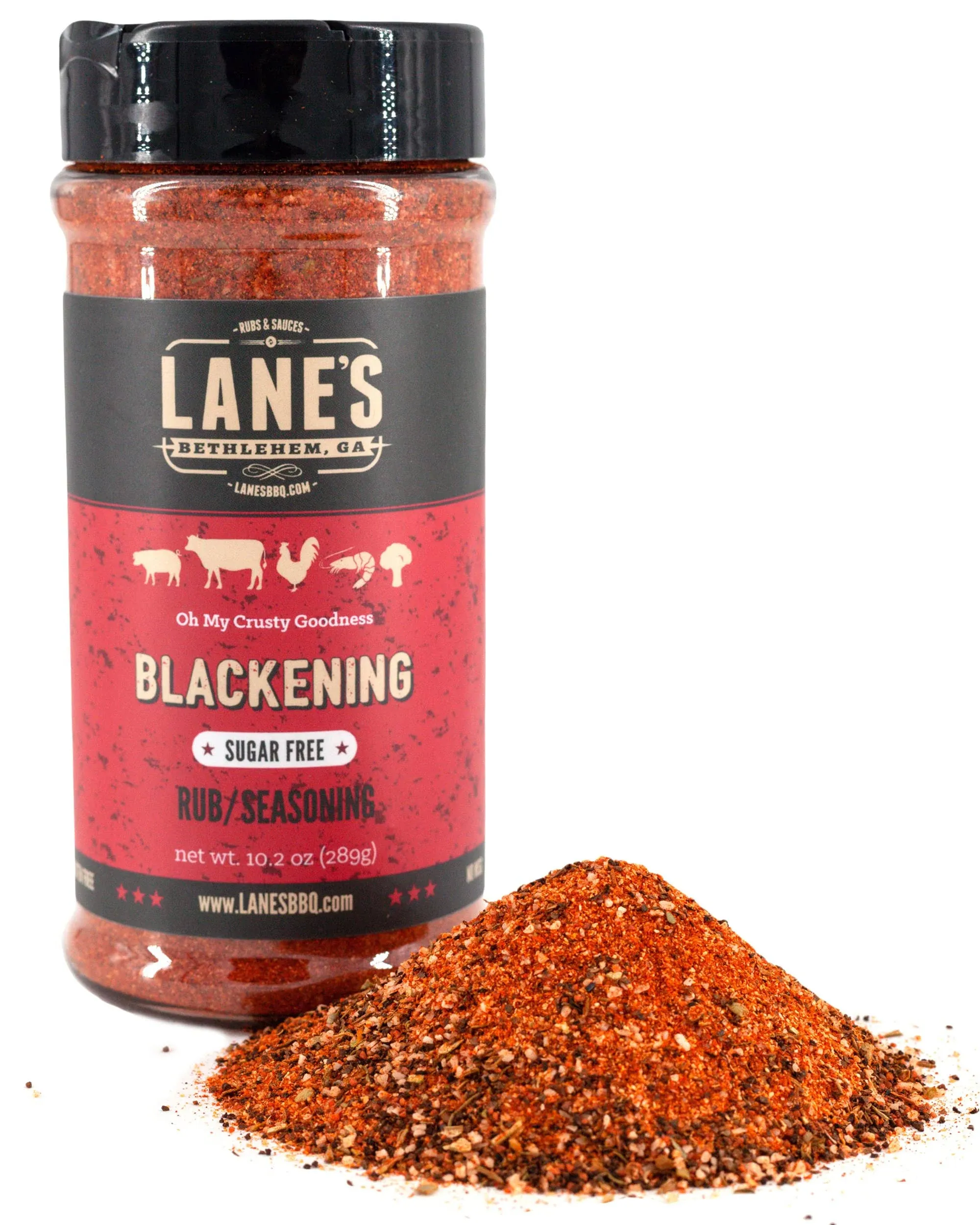 Lane's Blackening Seasoning for Fish, Handcrafted Blackened Fish Seasoning and Rubs for Chicken, Beef, Seafood & Steak, Cajun Blackening Seasoning Flavor, Gluten-Free, No-MSG, Made in the USA, 10.2 Oz