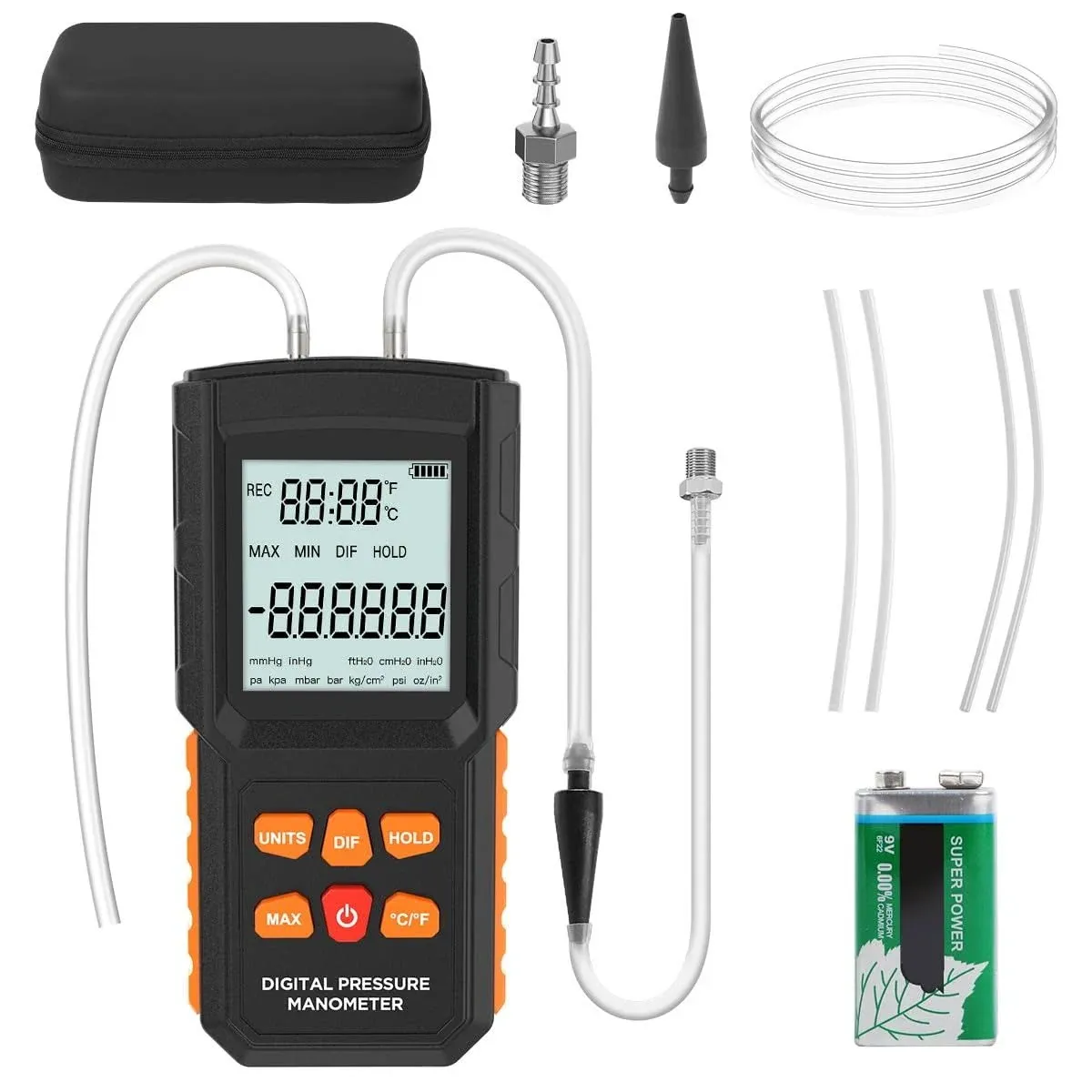 Manometer Hvac ฑ14.5psi/ฑ100.<wbr/>68kpa Digital Manometer Strong Magnet Manometer Gas