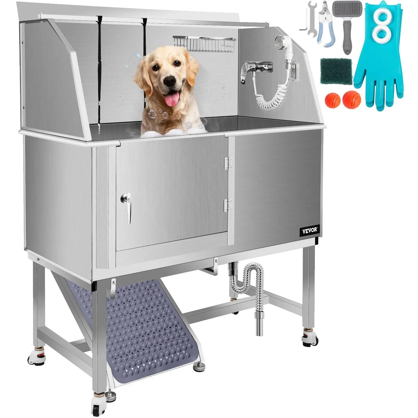 VEVOR Pet Dog Grooming Bath Tub Dog Wash Tub Stainless Steel Shower Salon - 50 ...