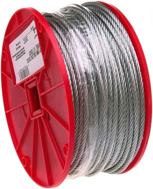 Campbell Chain Galvanized Steel Wire Rope on Reel, 7x7 Strand Core, 3/32" Bare OD ...