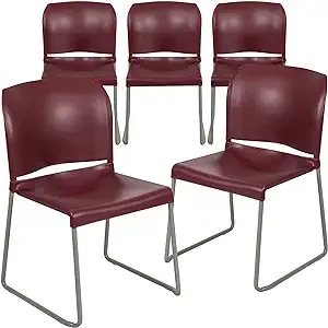 Burgundy Plastic Stack Chair, PK5