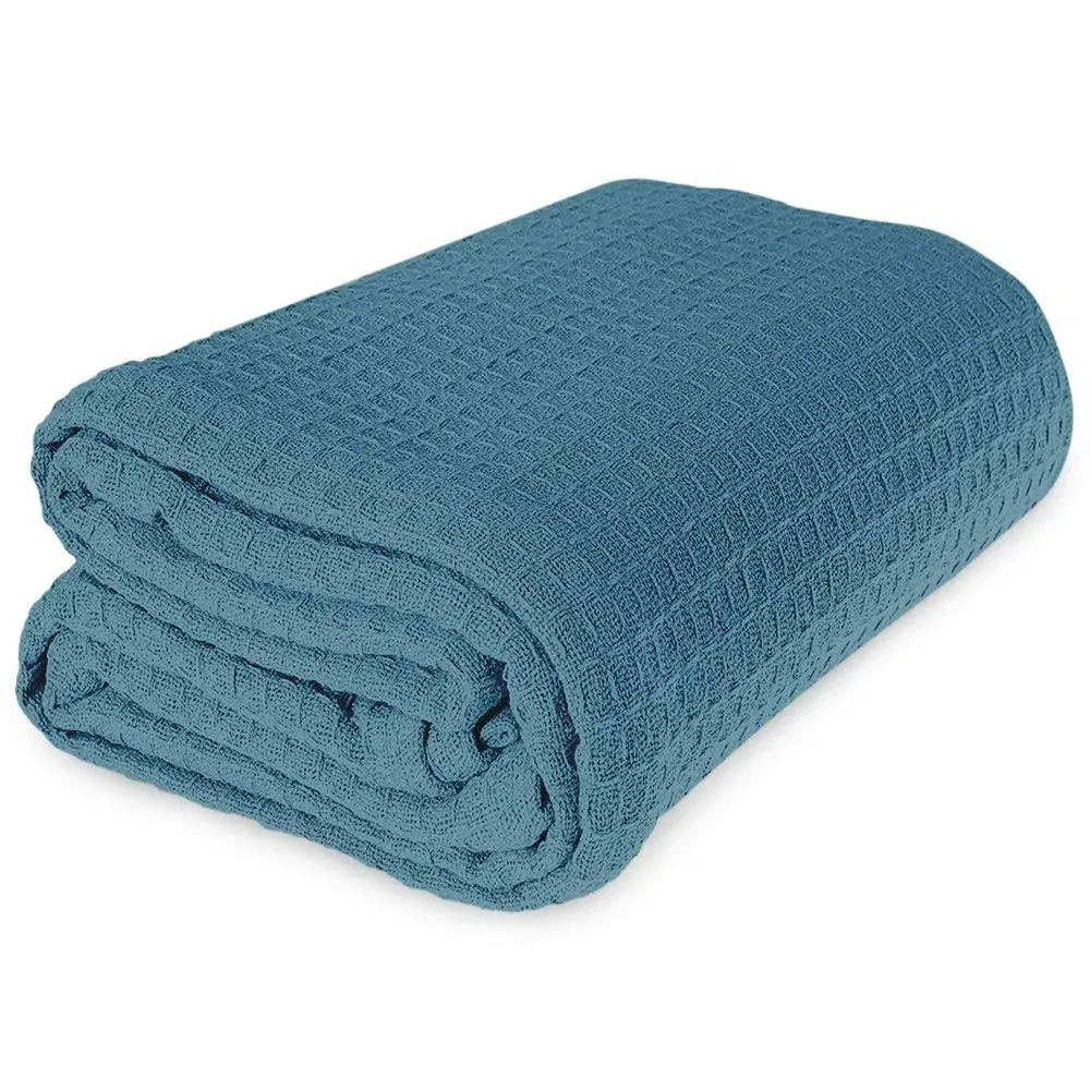 Jmr Cozy Waffle Weave Blanket | Cotton Medium Weight Hotel Throw Blankets Great ...