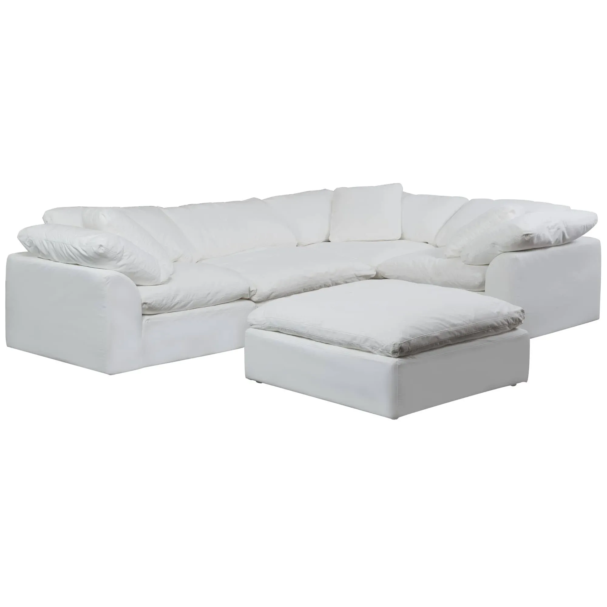 Puff Slipcover For 5 Piece 132 Inch L-Shaped Sectional Sofa With Ottoman In White