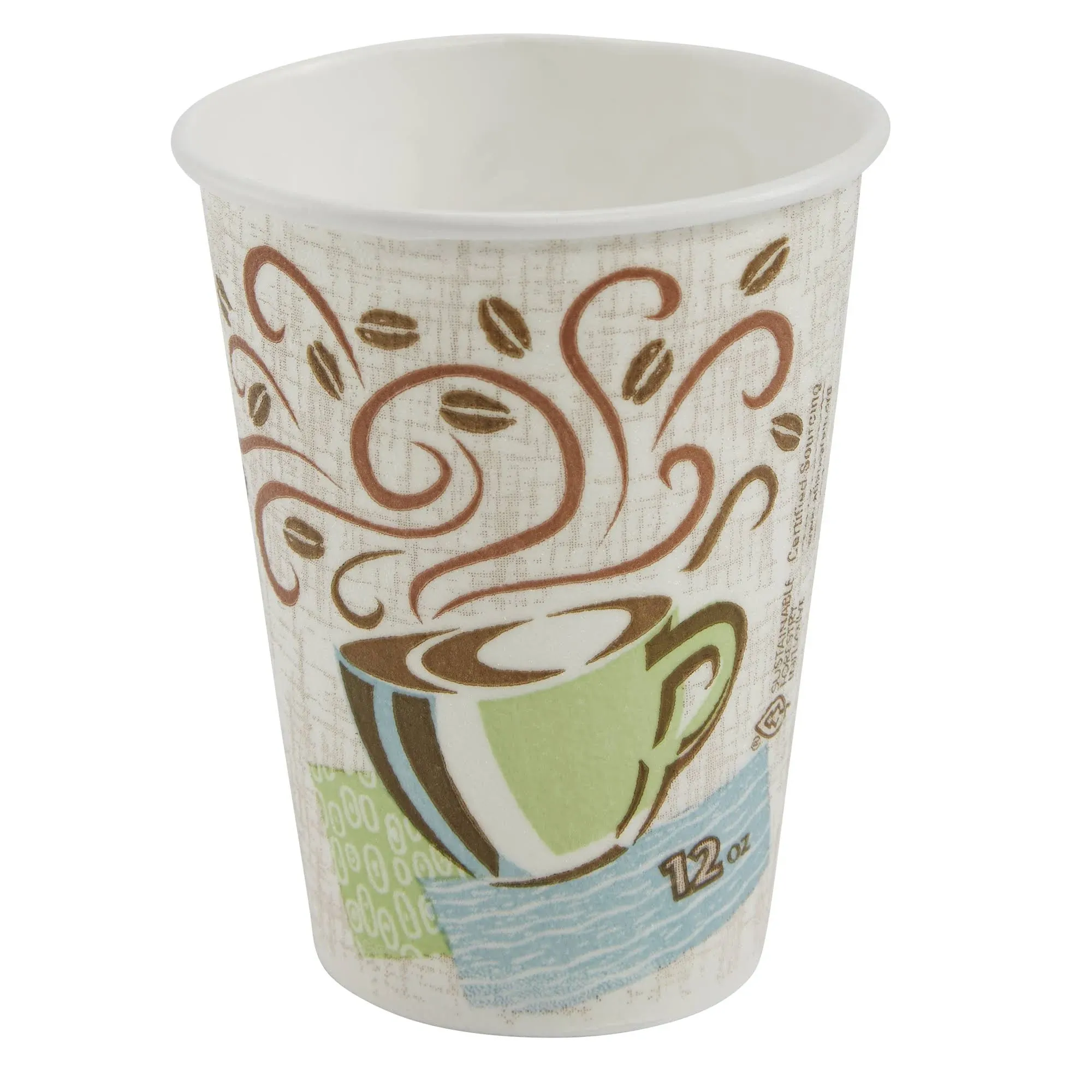 Dixie PerfecTouch 12 oz Insulated Paper Hot Coffee Cups by GP Pro - 160 / Pack - Assorted - Paper - Coffee, Hot Drink