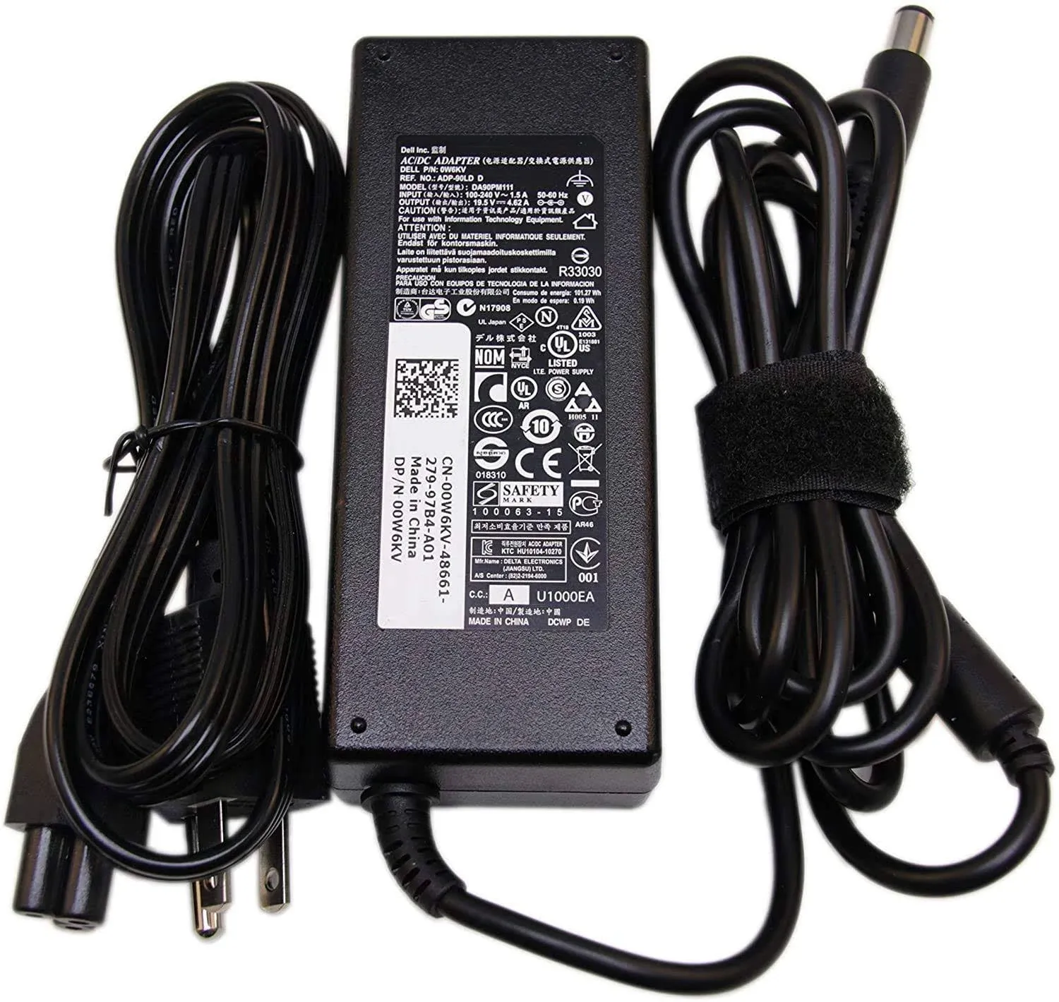 Dell 90W 19.5V 4.62A Laptop Charger AC Adapter for Latitude E6220 E6230 E6320 E6330 E6400 E6410 E6420 E6430 E6440 E6500 E6510 E6520 E6530 E6540 E7240 E7250 E7440 E7450； Vostro 3460 3560 1540 3750 XPS