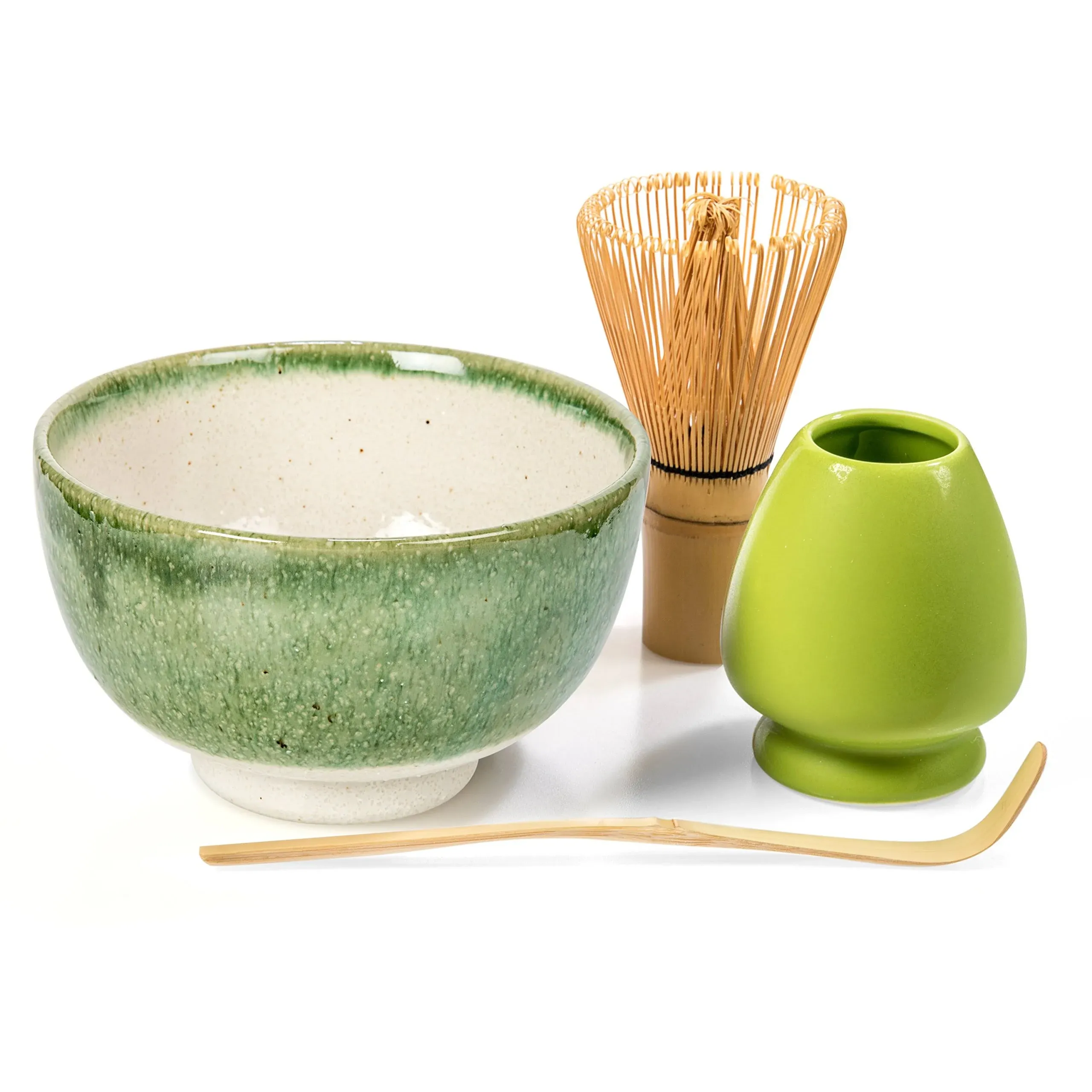 Tealyra - Matcha - Start Up Kit - 4 items - Matcha Green Tea Gift Set - Japanese Made Green Bowl - Bamboo Whisk and Scoop - Whisk Holder - Gift Box