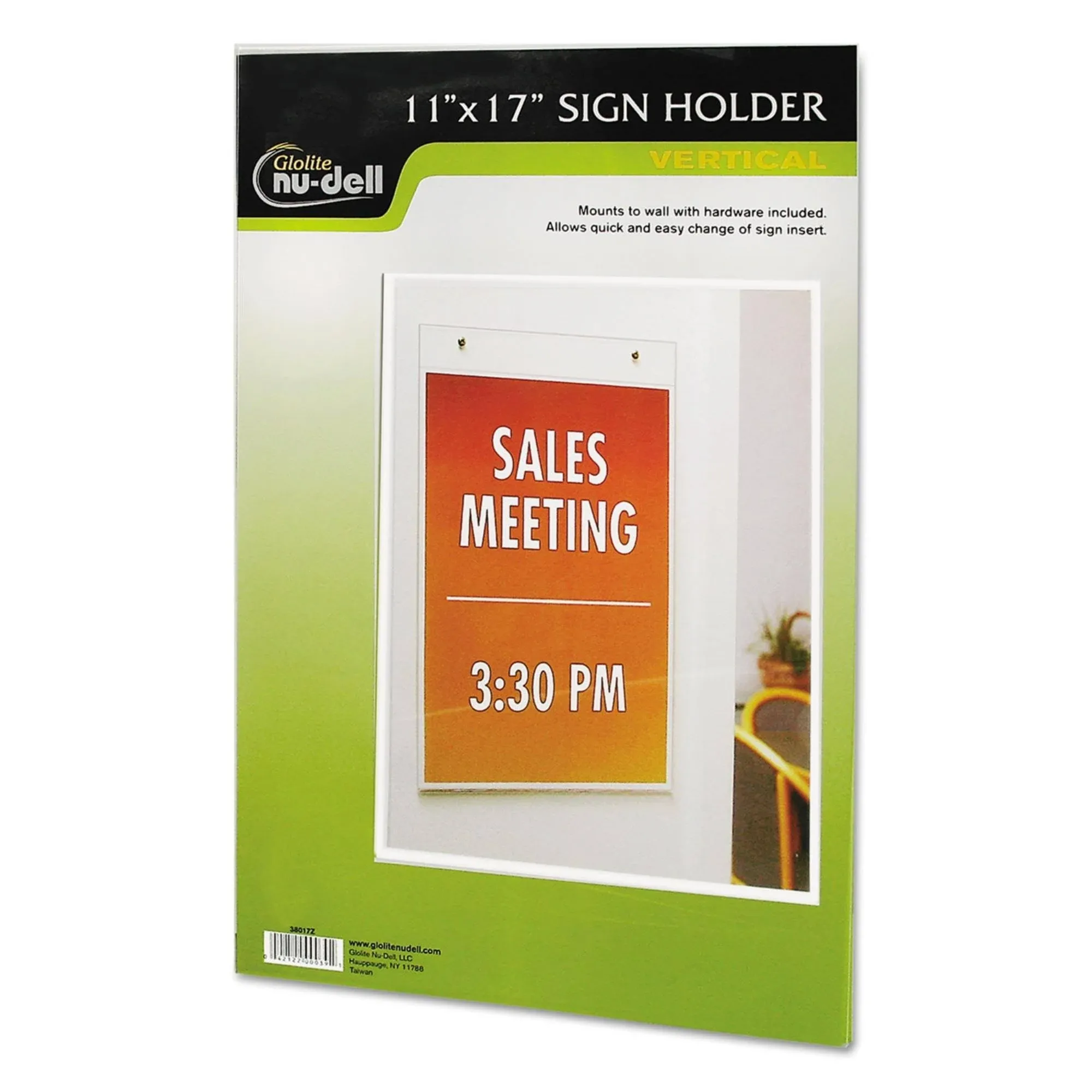 NuDell Clear Plastic Sign Holder, Wall Mount, 11 x 17 38017Z