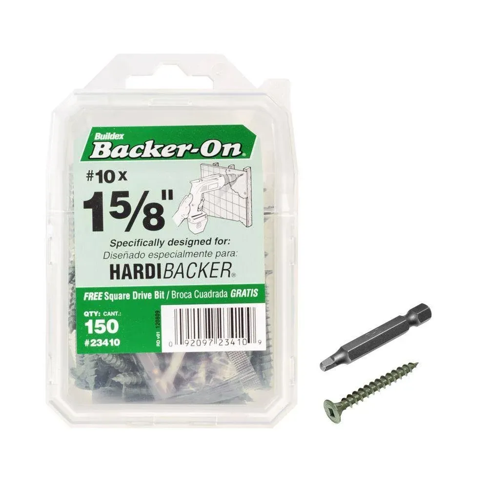 Backer-On 23411 23411 Screw, #10 Thread, Serrated Thread, Flat Head, Square Drive, Gimlet Point, Steel, Zinc Green - pack of 140