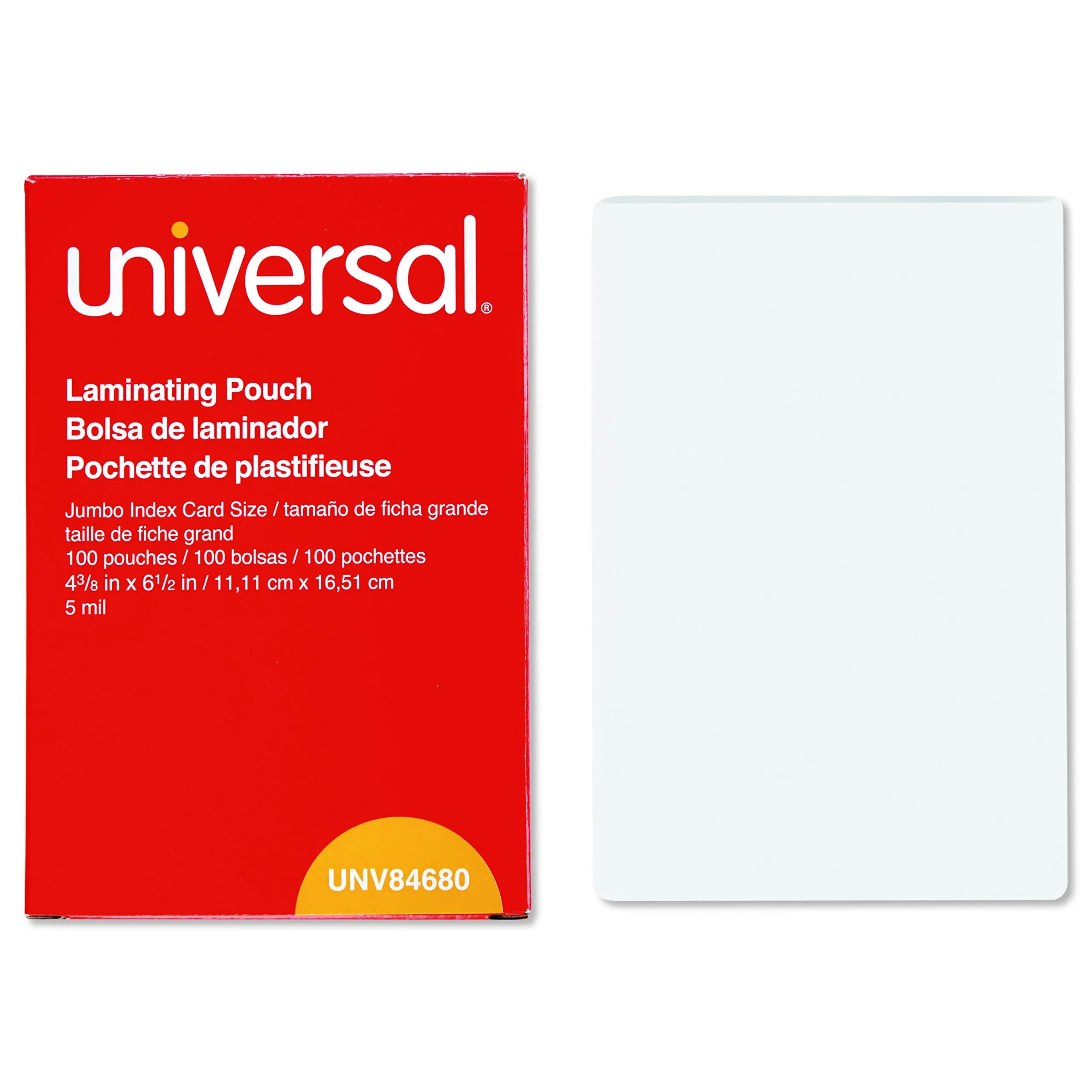 Laminating Pouches, 5 mil, 6.5&amp;quot; x 4.38&amp;quot;, Crystal Clear, 100/Box