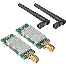 MakerFocus 2pcs nRF24L01P+PA+LNA RF Wireless Transmission Module 2.4GHz ML01DP5 22dBm 100mW 2300M Measured Distance SPI Interface with Antenna Anti Theft Anti-Interference